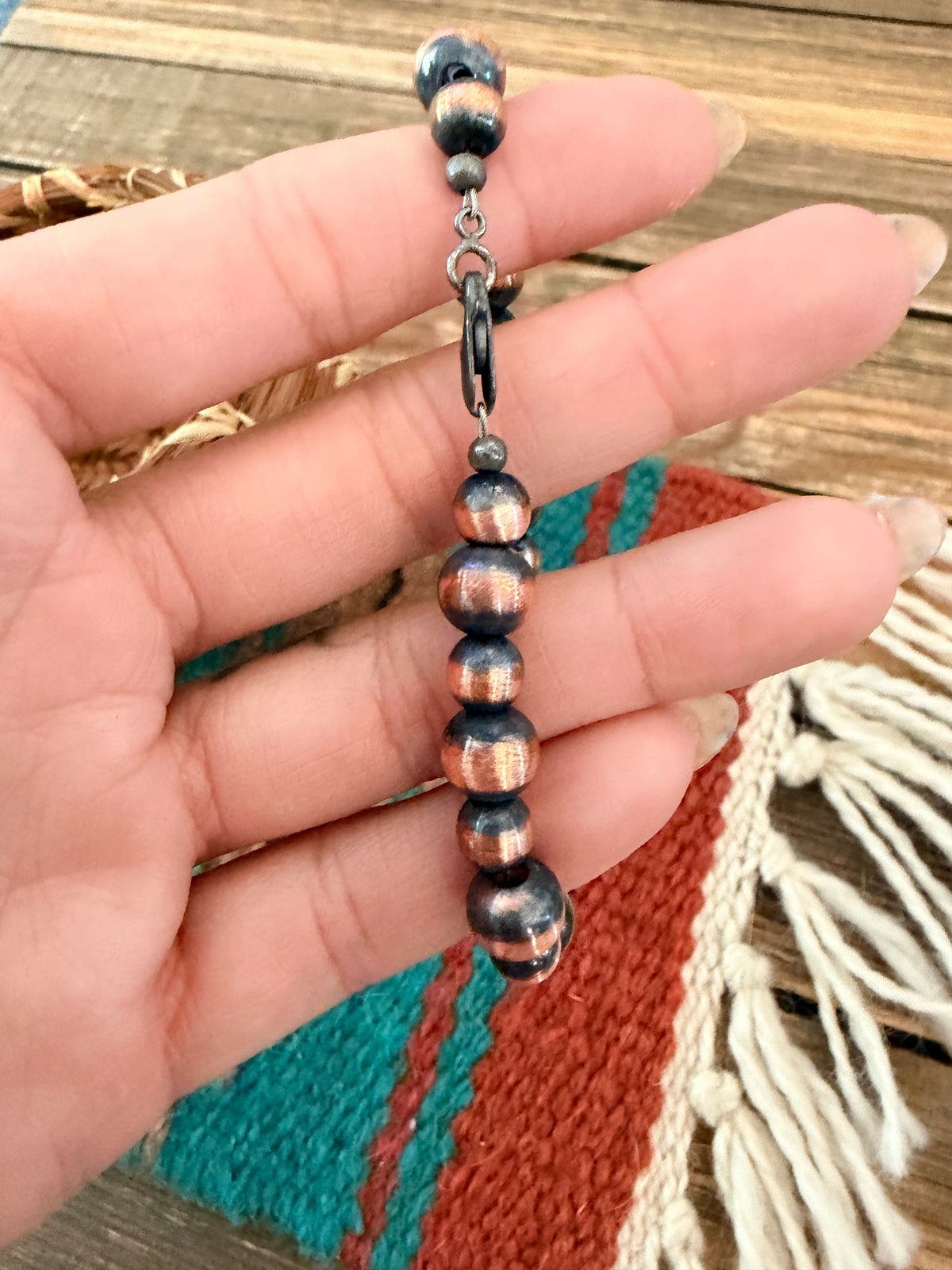 Handcrafted Copper Beaded Bracelet 7” Nizhoni Traders LLC
