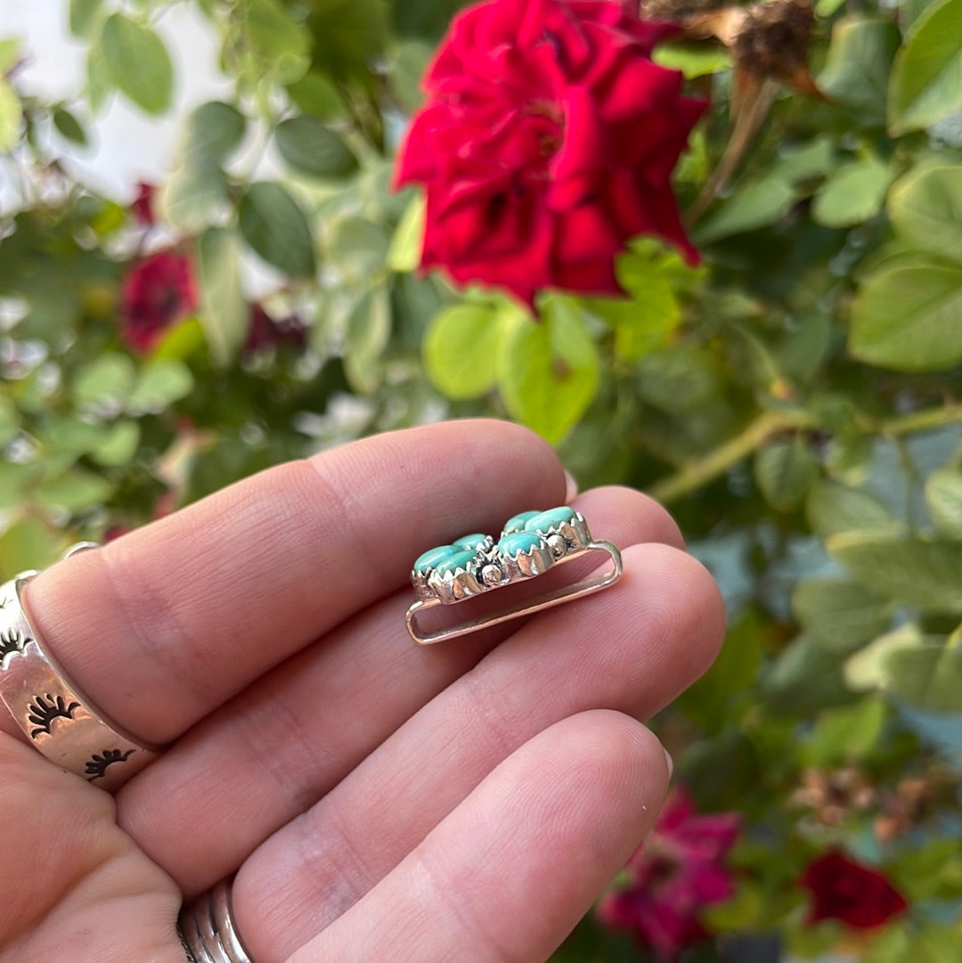 Nizhoni Turquoise & Sterling Silver Handmade Watch Charms rounded petals Nizhoni Traders LLC