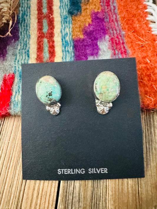 Handcrafted Turquoise & Sterling Silver Post Earrings Nizhoni Traders LLC