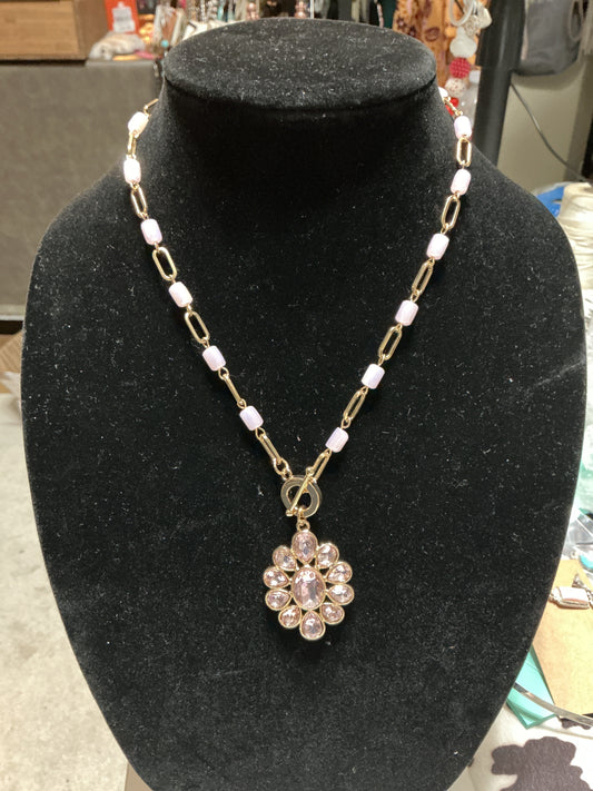 Pink fashion floral sparkle necklace CedarHill Country Market