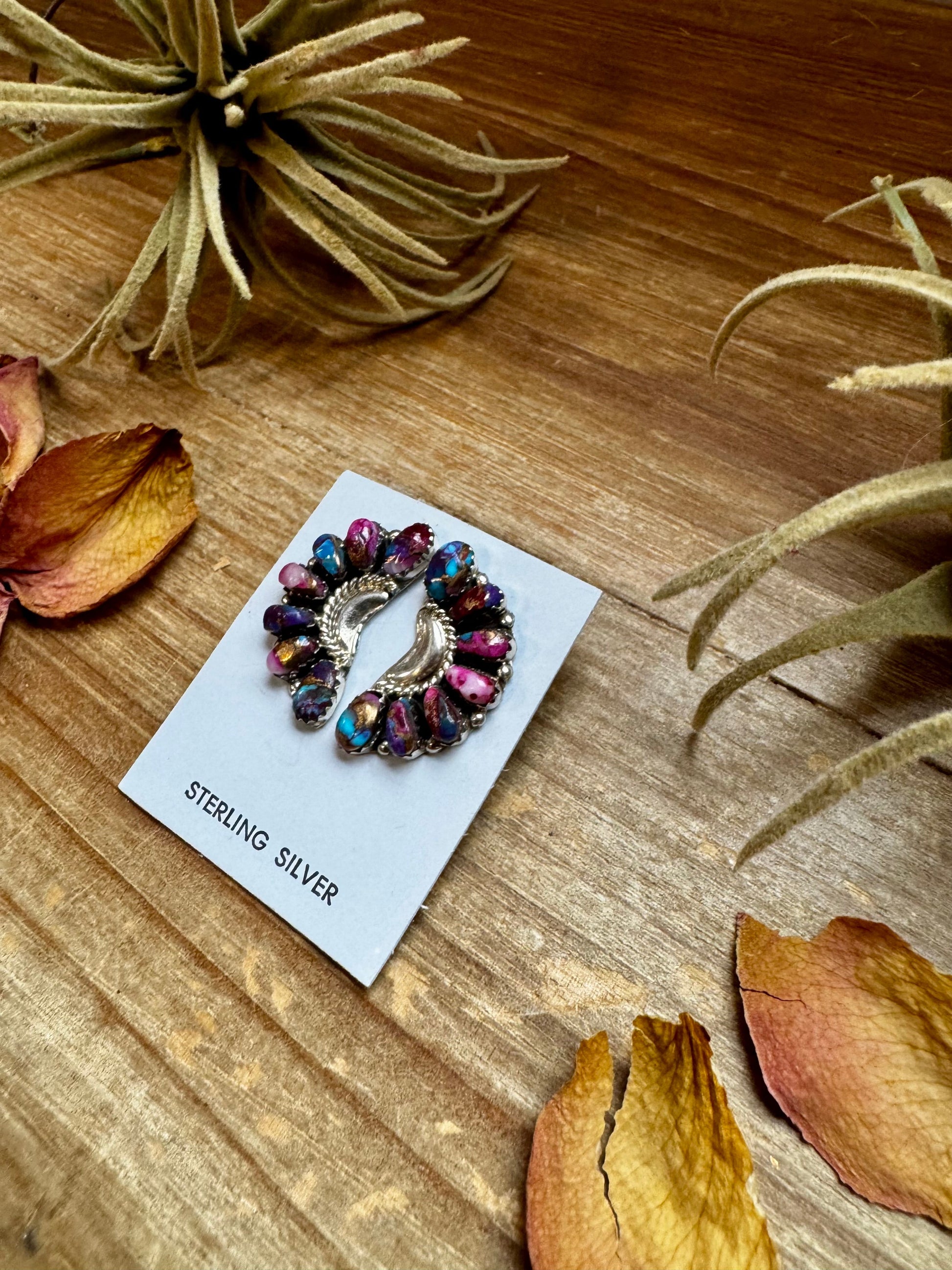 Half Cluster Earrings – Pink Dahlia & Sterling Silver The Bijoux FAB Jewelry