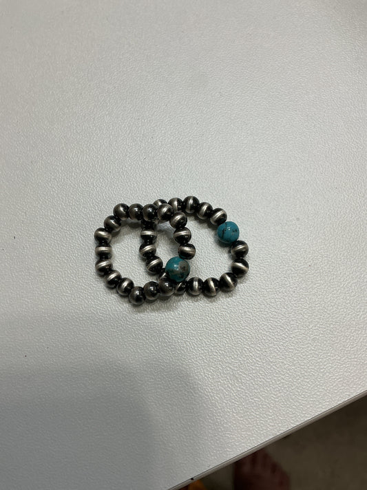 Native sterling silver genuine turquoise stretch ring CedarHill Country Market