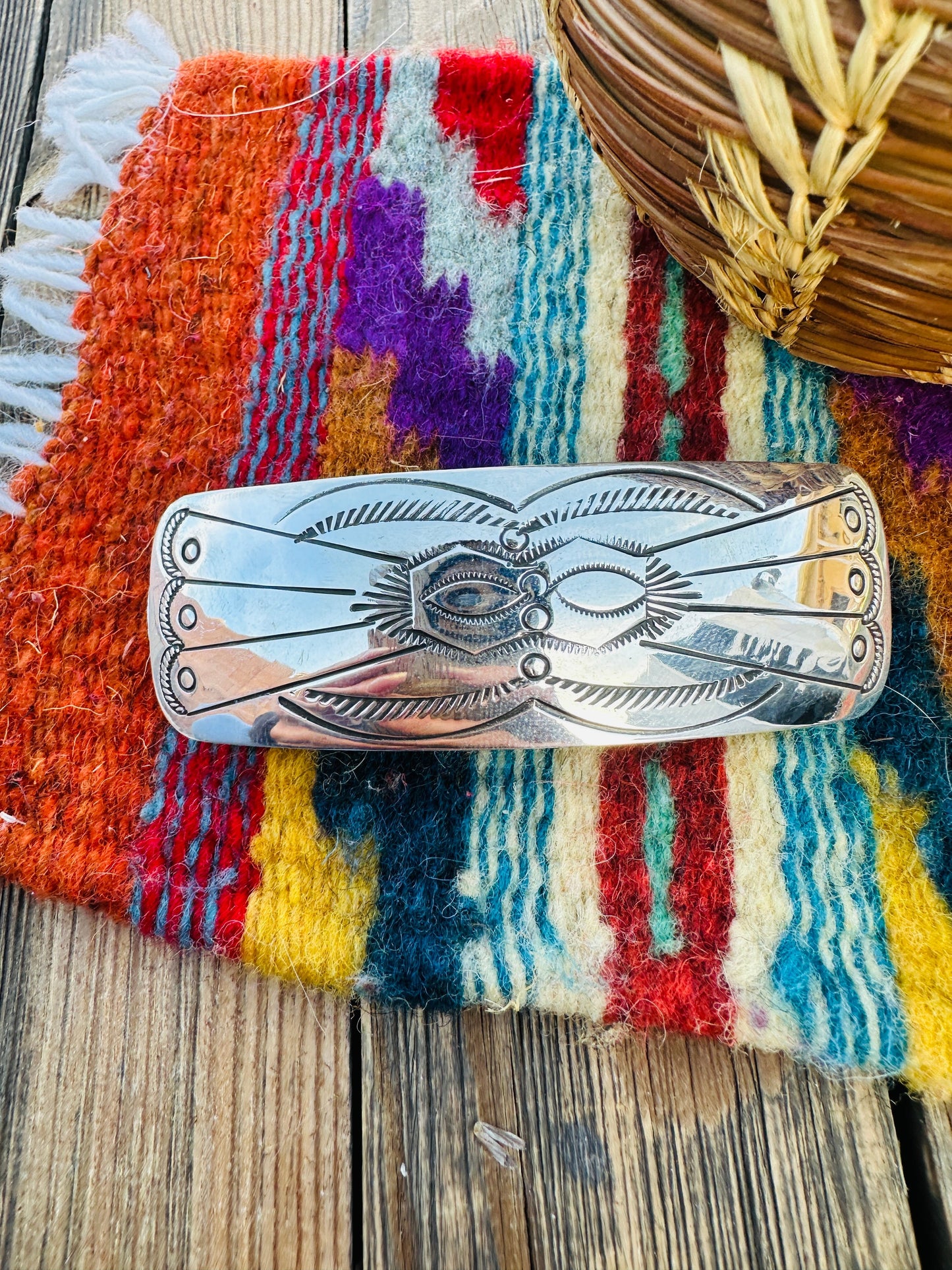 Handcrafted Sterling Silver Hair Barrette Nizhoni Traders LLC