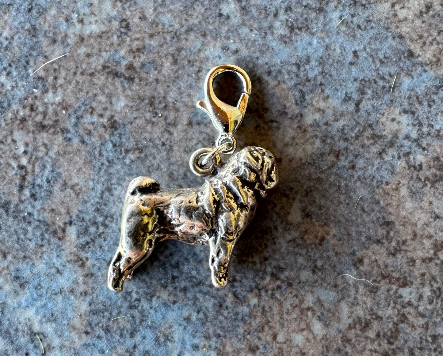 Handcrafted Sterling Silver Pug Dog Charm Nizhoni Traders LLC