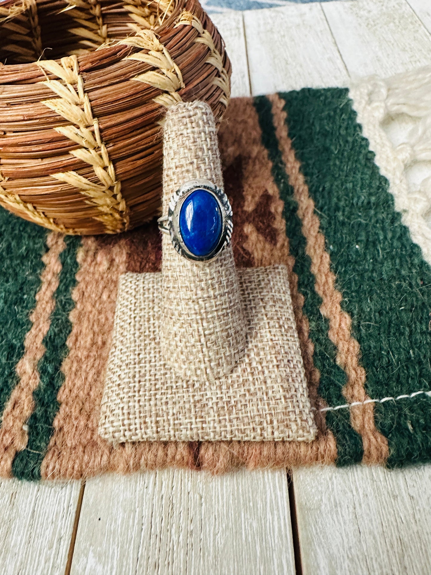 Old Pawn Handcrafted Lapis & Sterling Silver Ring Size 6.25 Nizhoni Traders LLC