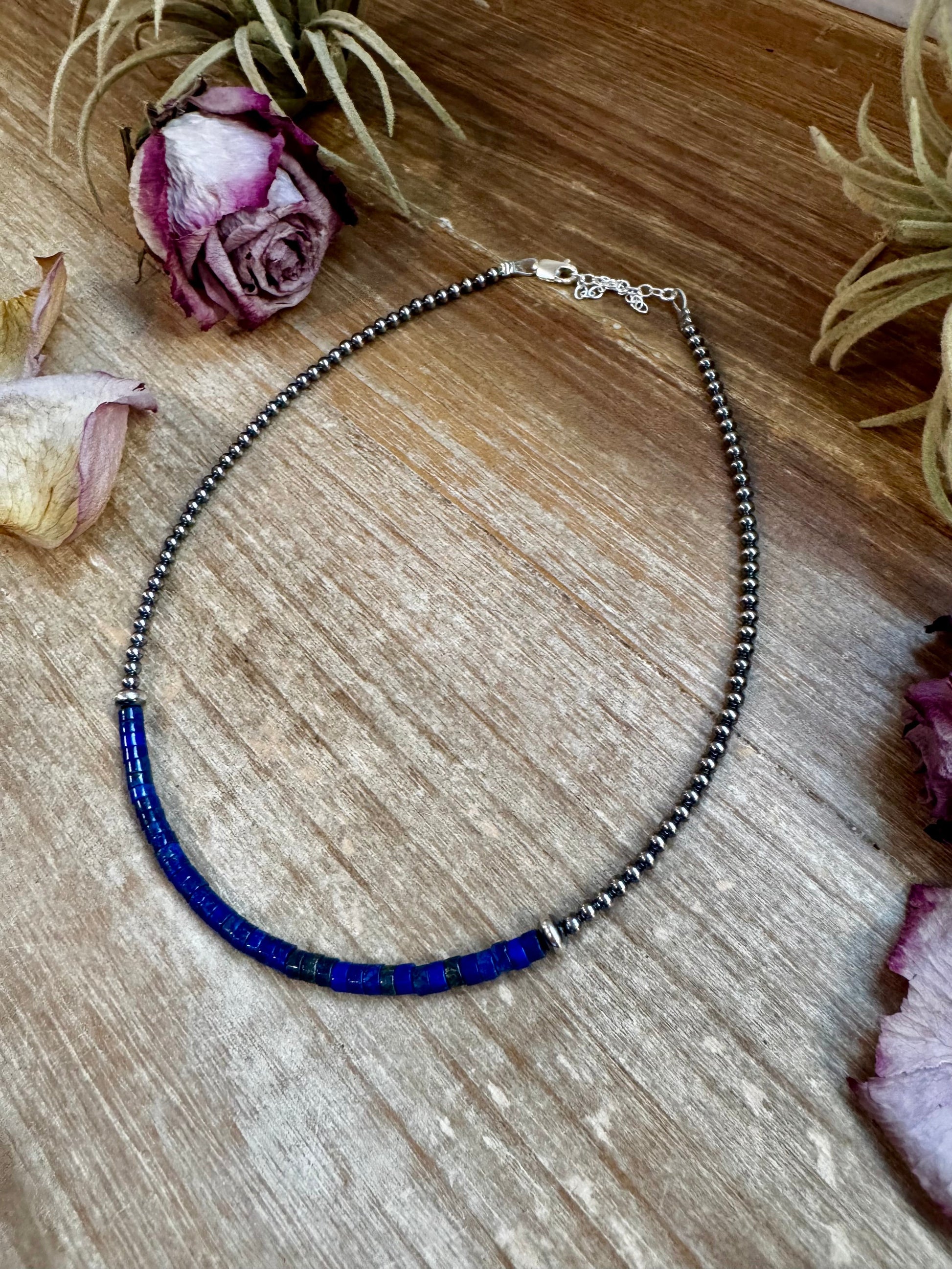 Lapis & Sterling Silver Pearl Choker The Bijoux FAB Jewelry