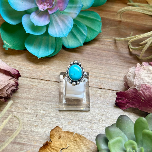 140 - Sterling Silver Kingman Turquoise Medicine Man Eye Stamped Stacking Ring by Jason Ogg The Bijoux FAB Jewelry