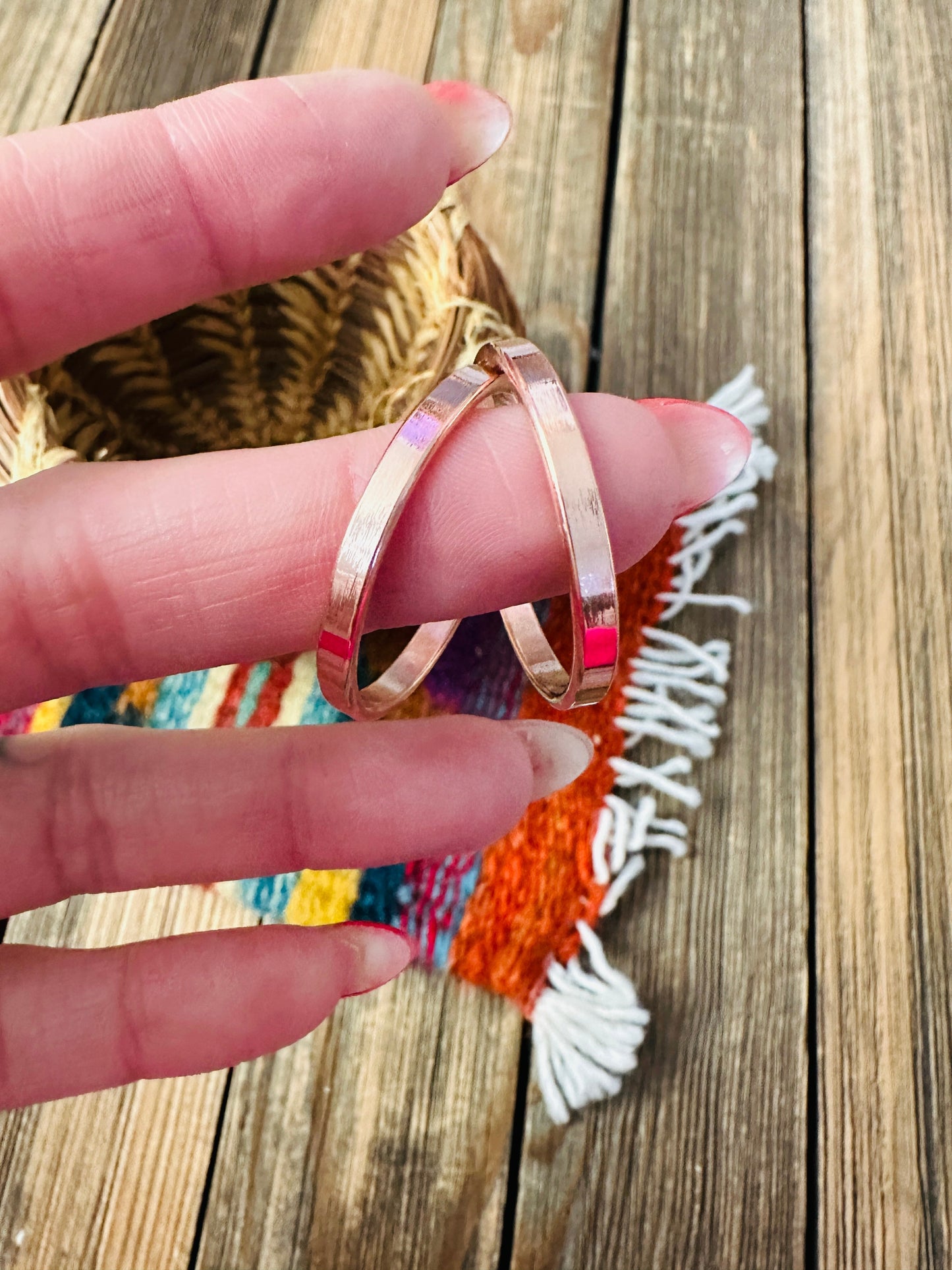 Handcrafted Copper Hoop Earrings Nizhoni Traders LLC