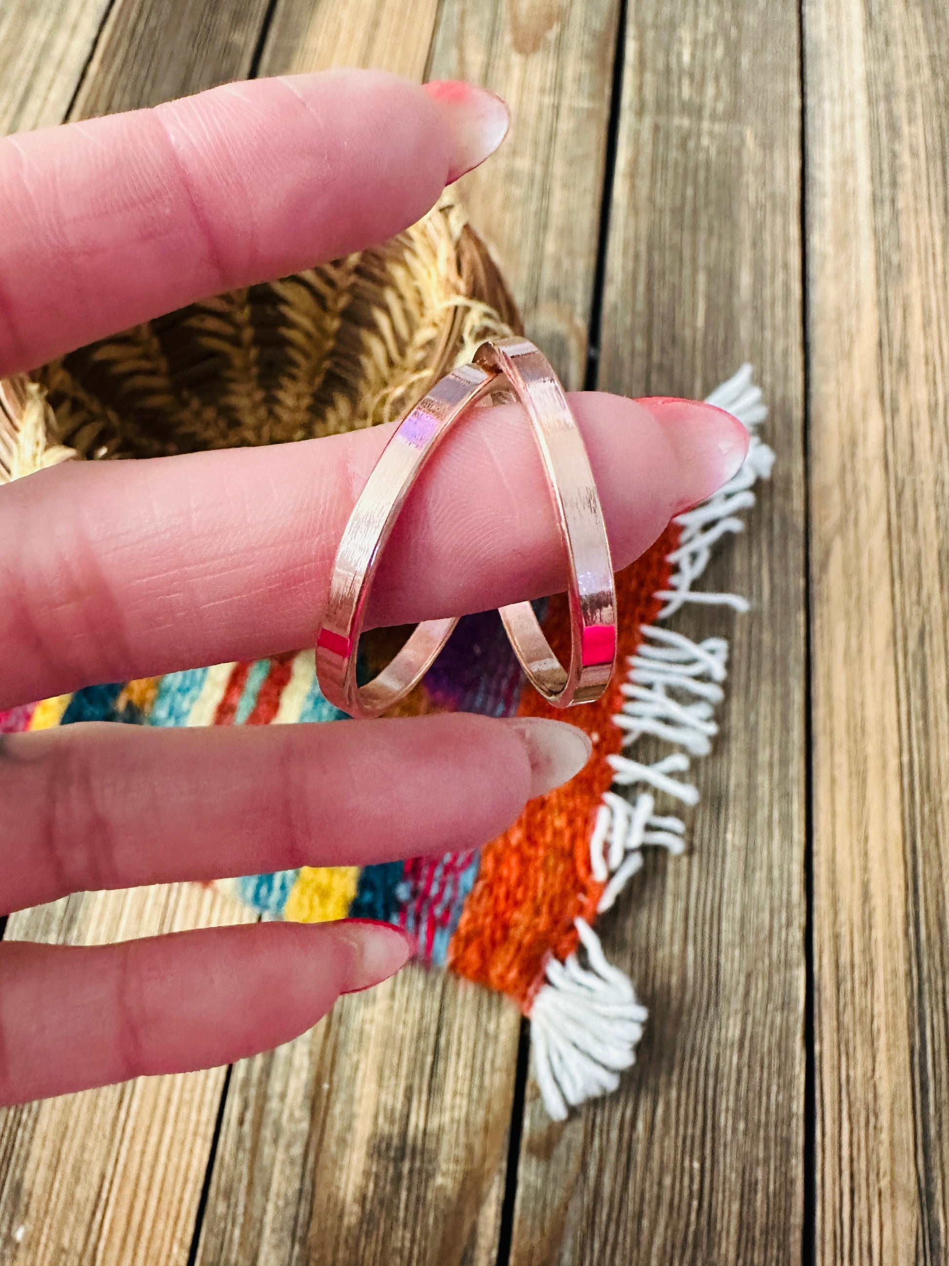 Handcrafted Copper Hoop Earrings Nizhoni Traders LLC