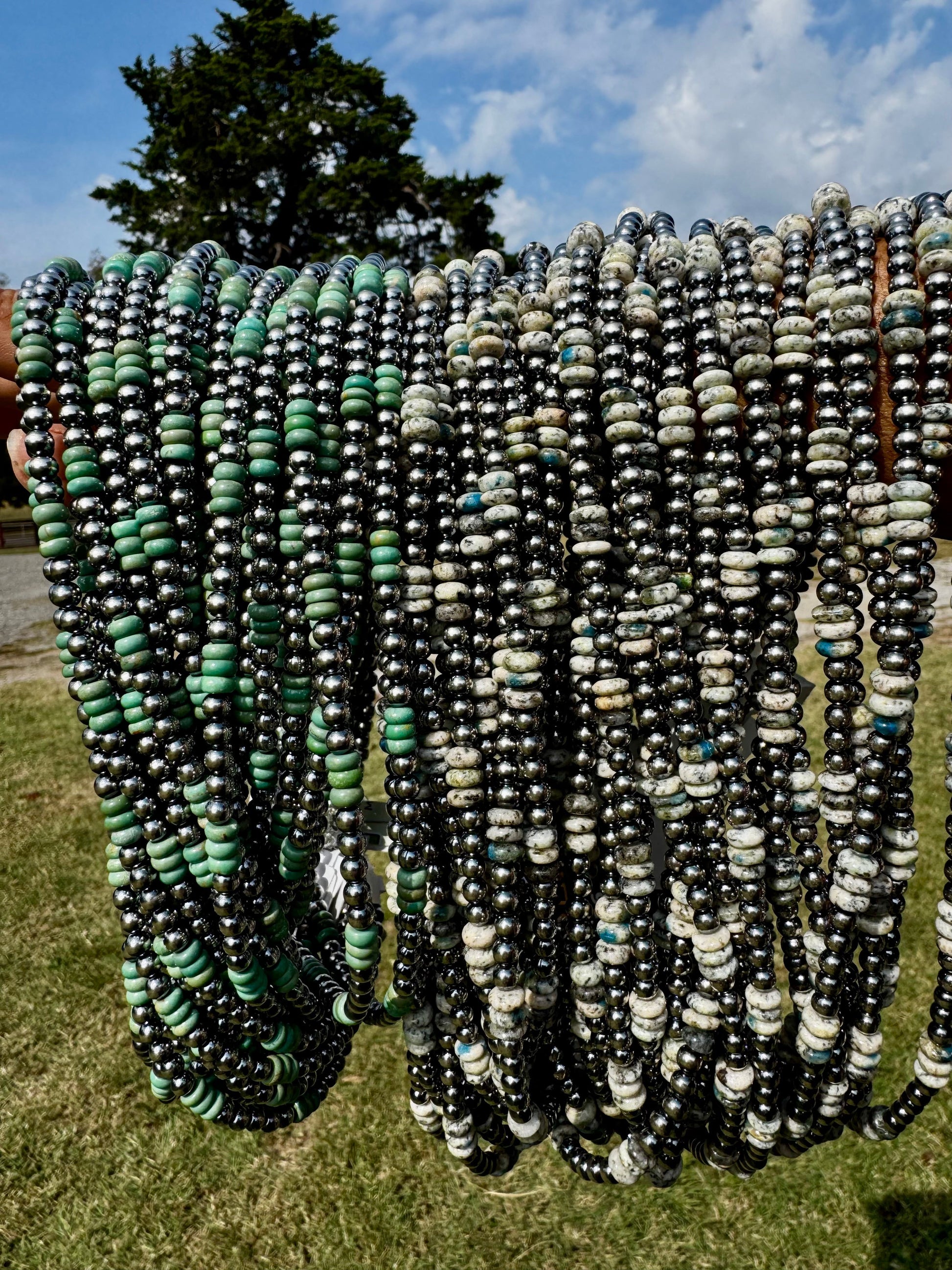 Green Turquoise & Sterling Silver Pearl Necklace – 5mm – Handmade by The Bijoux FAB – 19" The Bijoux FAB Jewelry