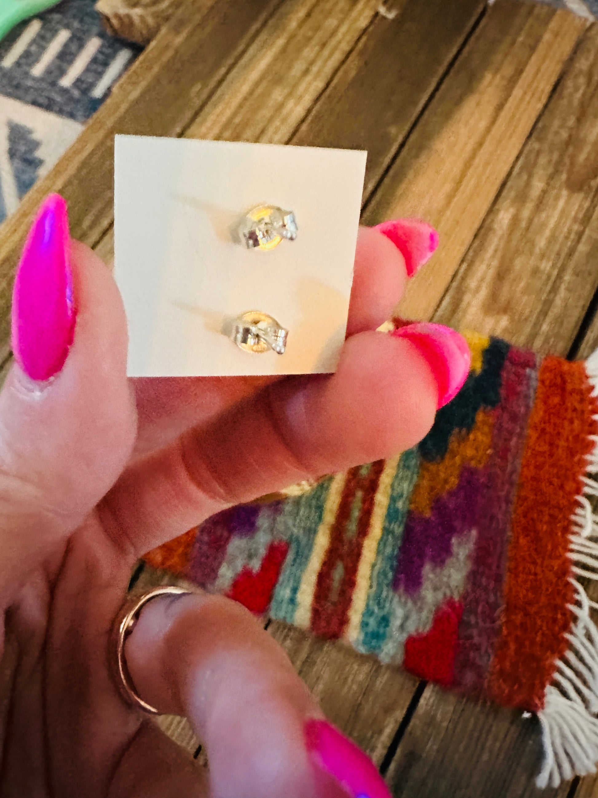 Handcrafted Sterling Silver & Purple Opal Stud Heart Earrings Nizhoni Traders LLC