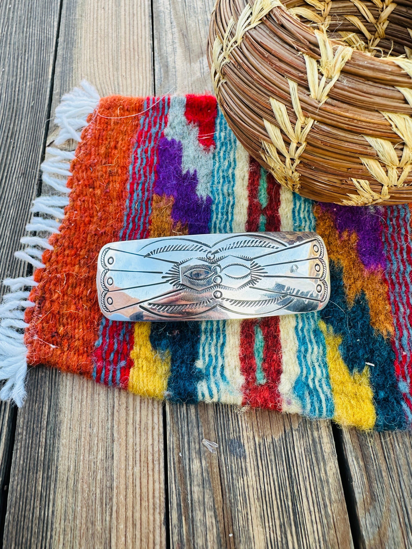 Handcrafted Sterling Silver Hair Barrette Nizhoni Traders LLC