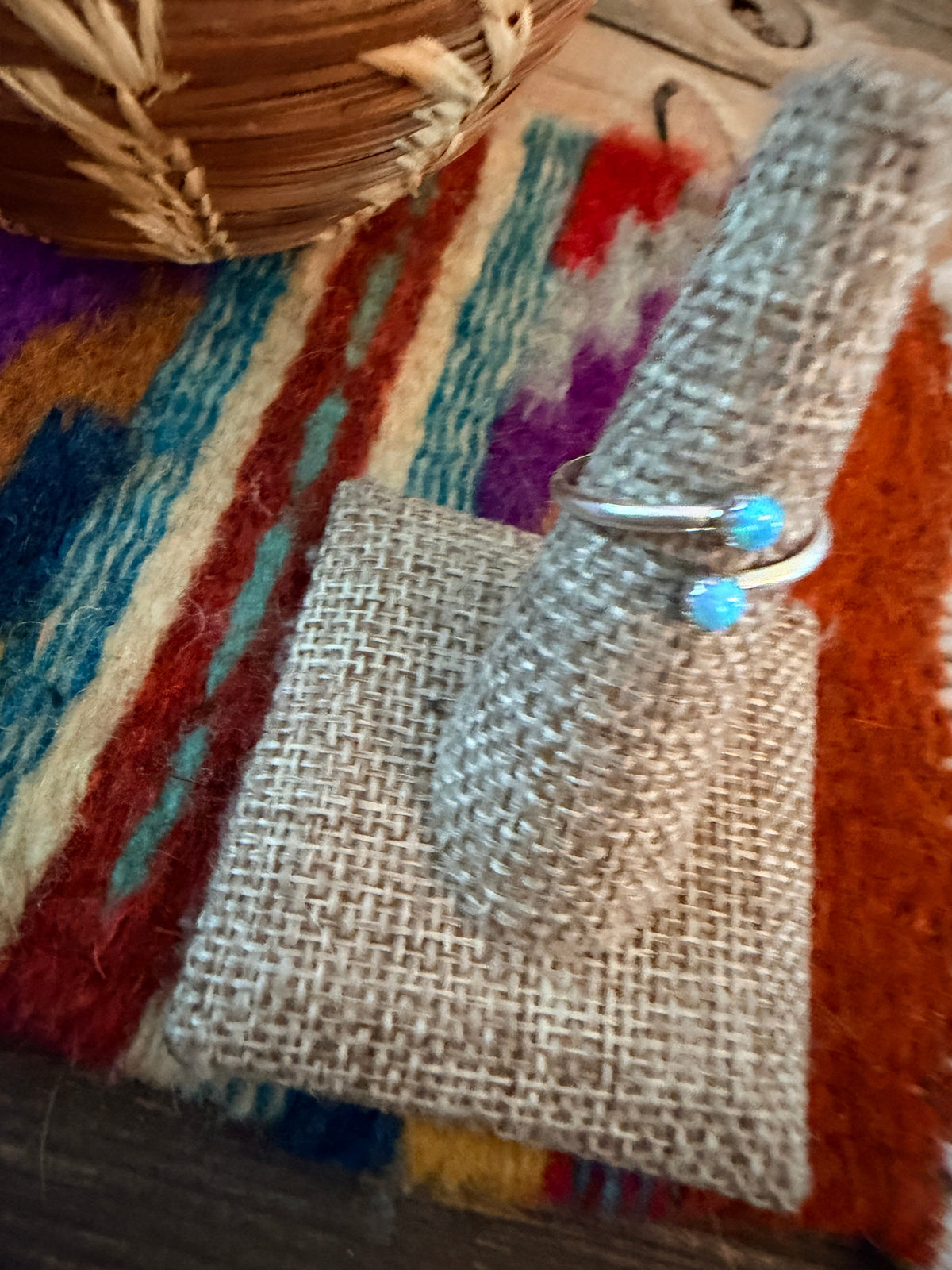 Handcrafted Light Blue Opal & Sterling Silver Adjustable Ring Nizhoni Traders LLC
