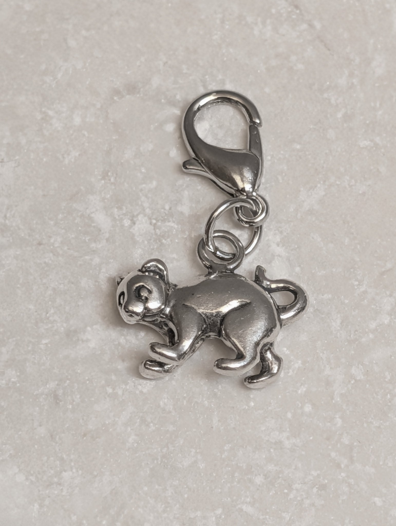 Handcrafted Sterling Silver Cat Charm Nizhoni Traders LLC