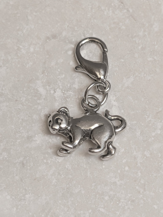 Handcrafted Sterling Silver Cat Charm Nizhoni Traders LLC