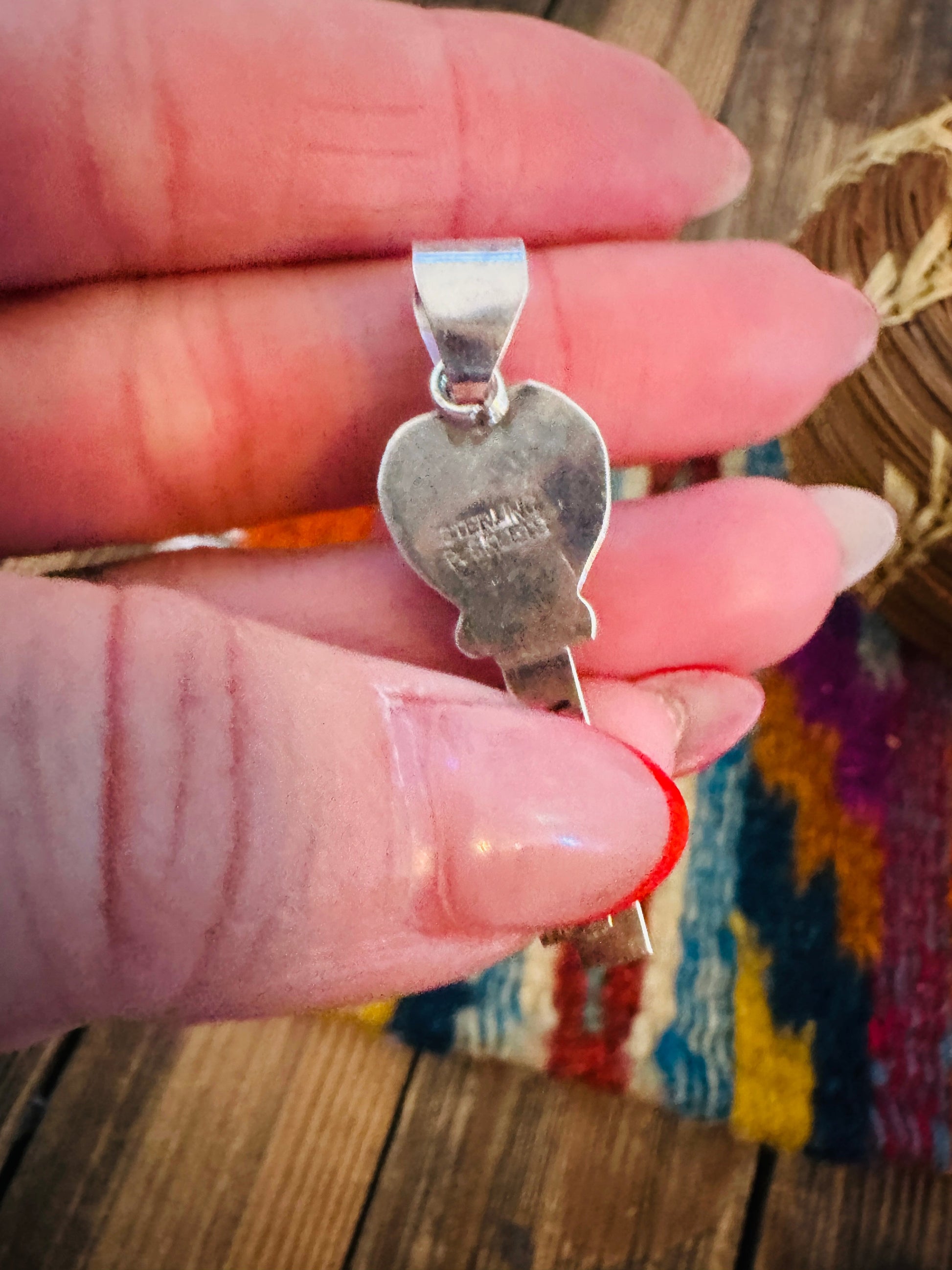 Handcrafted Spiny Oyster & Sterling Silver Heart Key Pendant Nizhoni Traders LLC