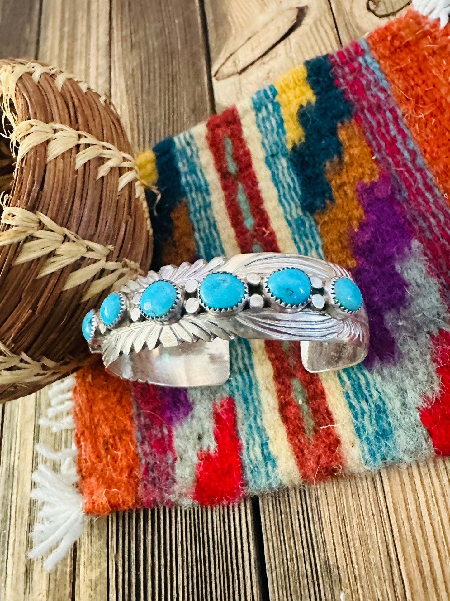 Handcrafted Old Pawn Sterling Silver & Turquoise Cuff Bracelet Nizhoni Traders LLC