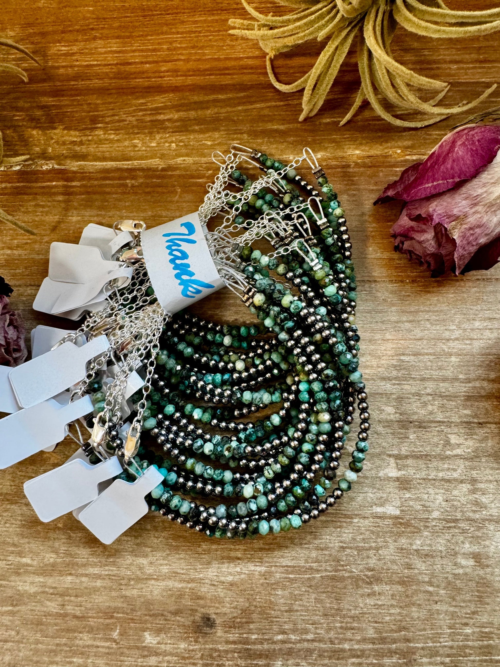 African Turquoise & Sterling Silver Pearl Bracelet – 3mm The Bijoux FAB Jewelry