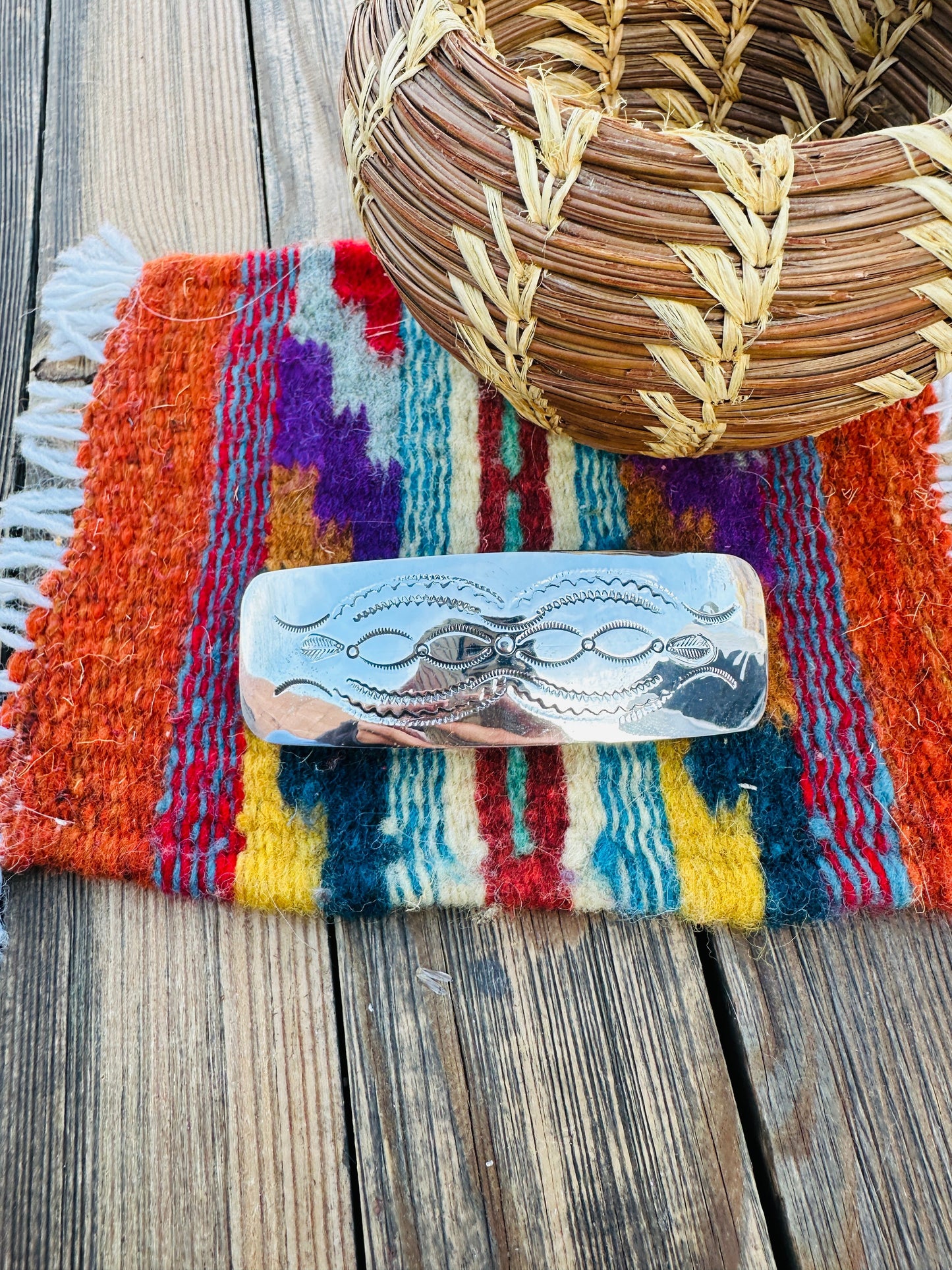 Handcrafted Sterling Silver Hair Barrette Nizhoni Traders LLC