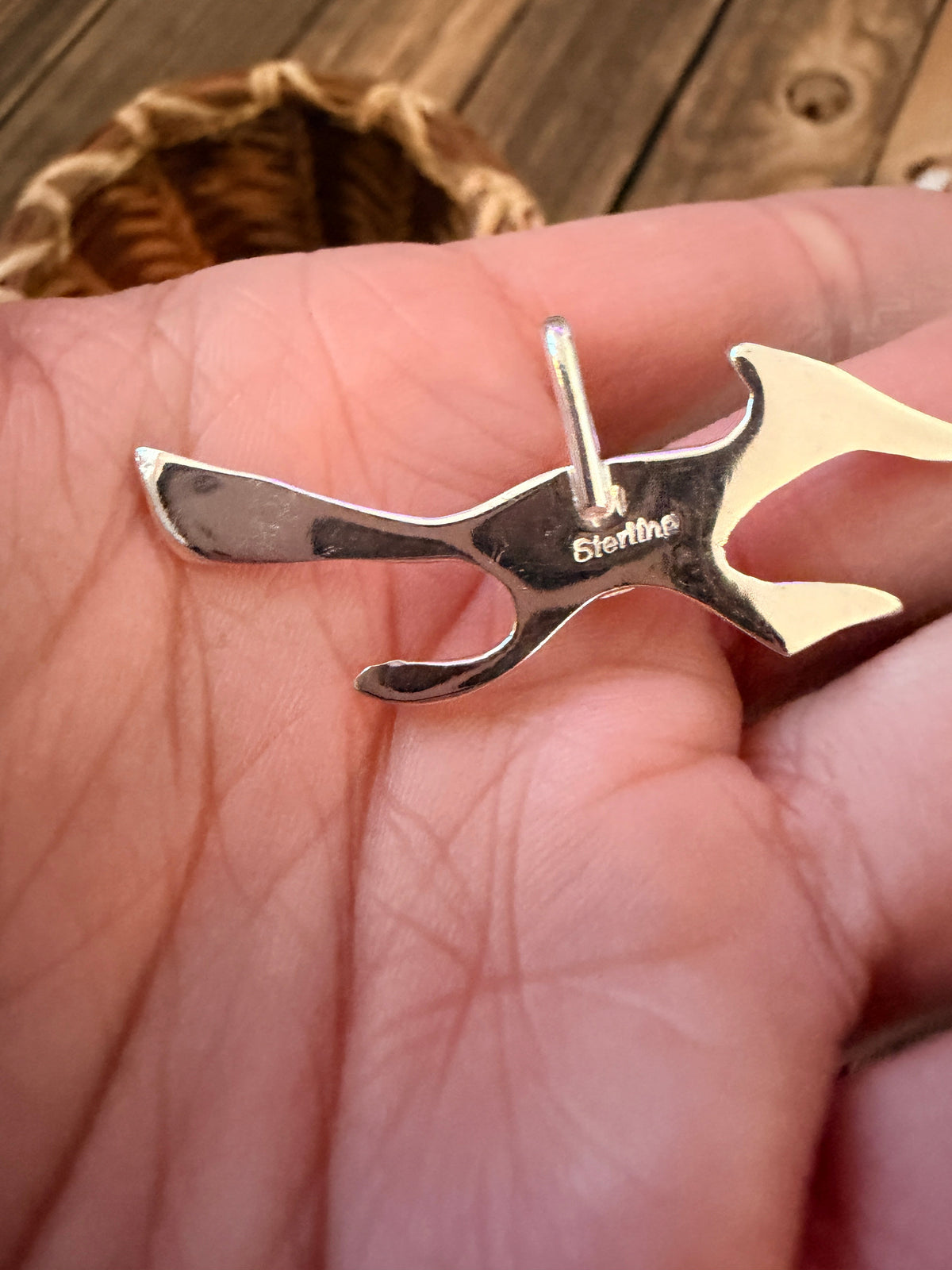 Handcrafted Sterling Silver & Turquoise Road Runner Pendant by Joseph Martinez Nizhoni Traders LLC