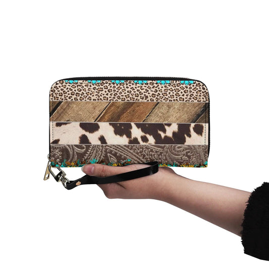 Western Patchwork Cow PU Leather Wallet Sweetly Sunkissed