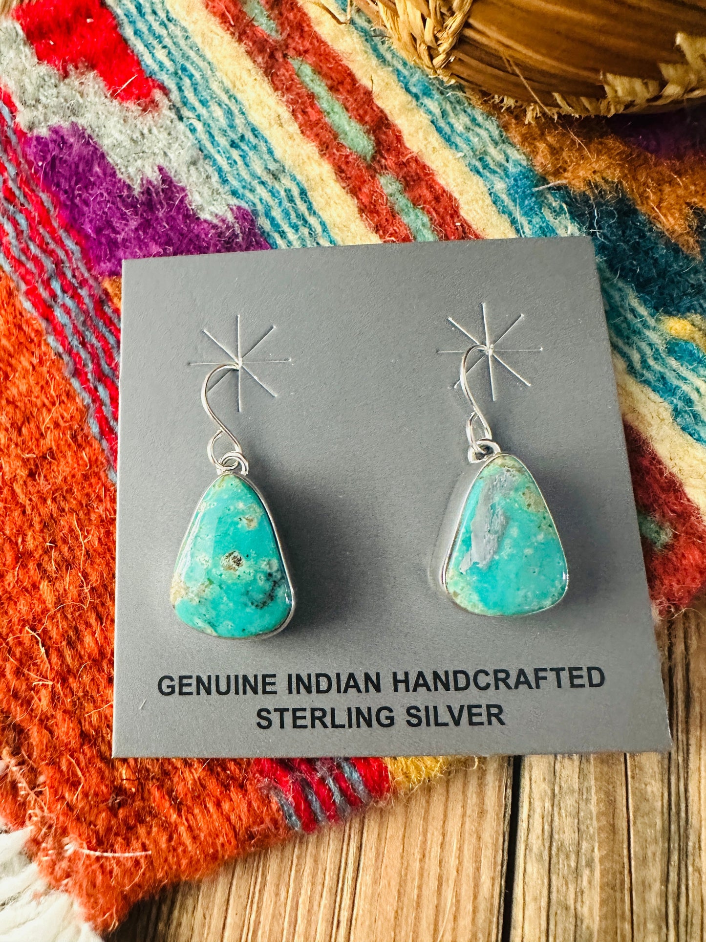 Handcrafted Turquoise & Sterling Silver Dangle Earrings Nizhoni Traders LLC