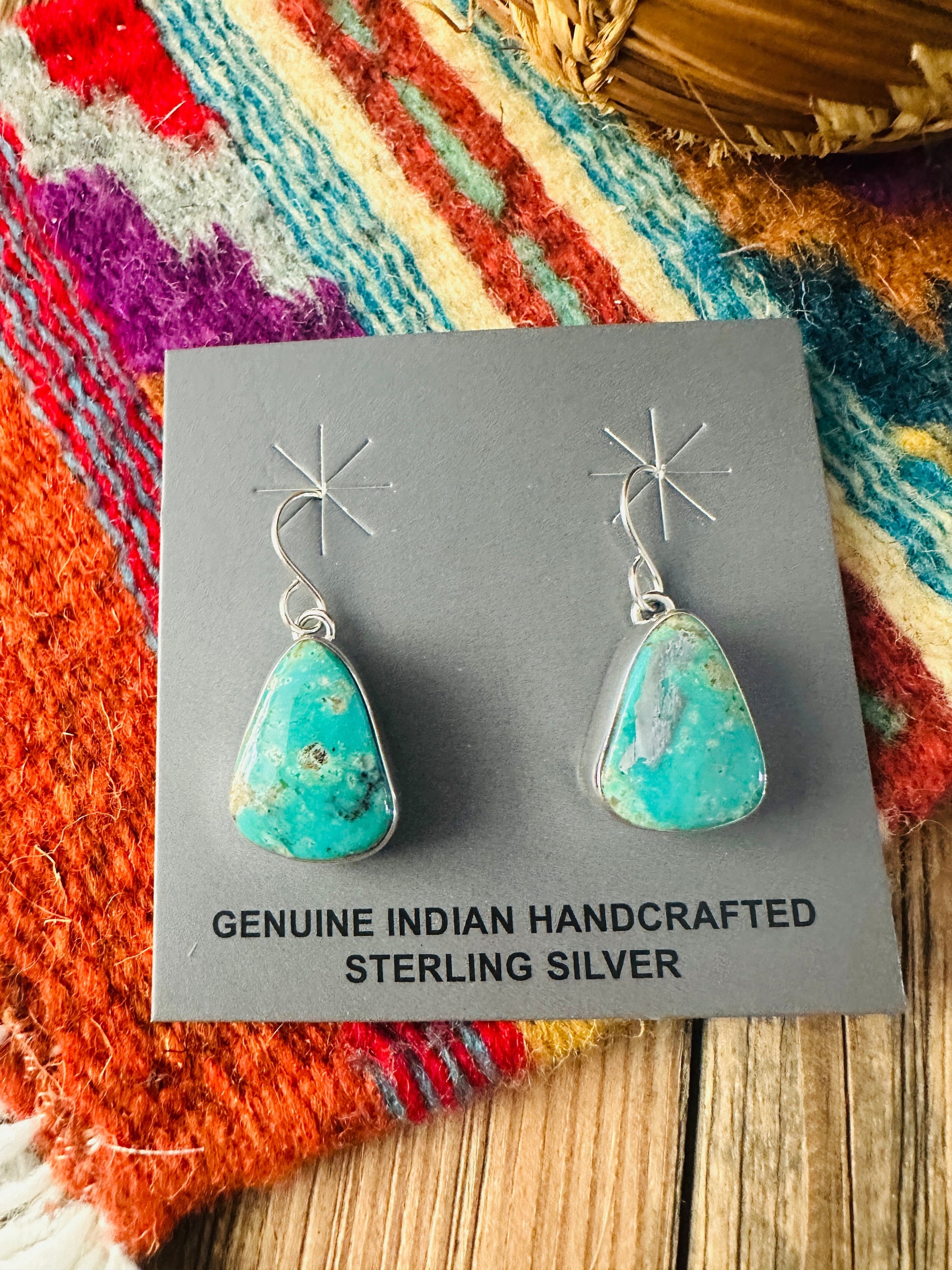 Handcrafted Turquoise & Sterling Silver Dangle Earrings Nizhoni Traders LLC