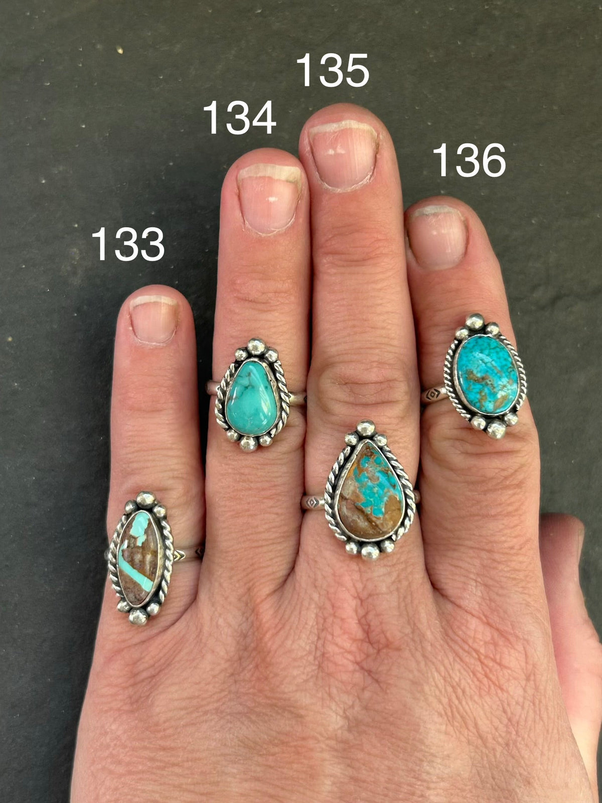 133 - Sterling Silver Ribbon Royston Turquoise Medicine Man Eye Stamped Stacking Ring by Jason Ogg The Bijoux FAB Jewelry