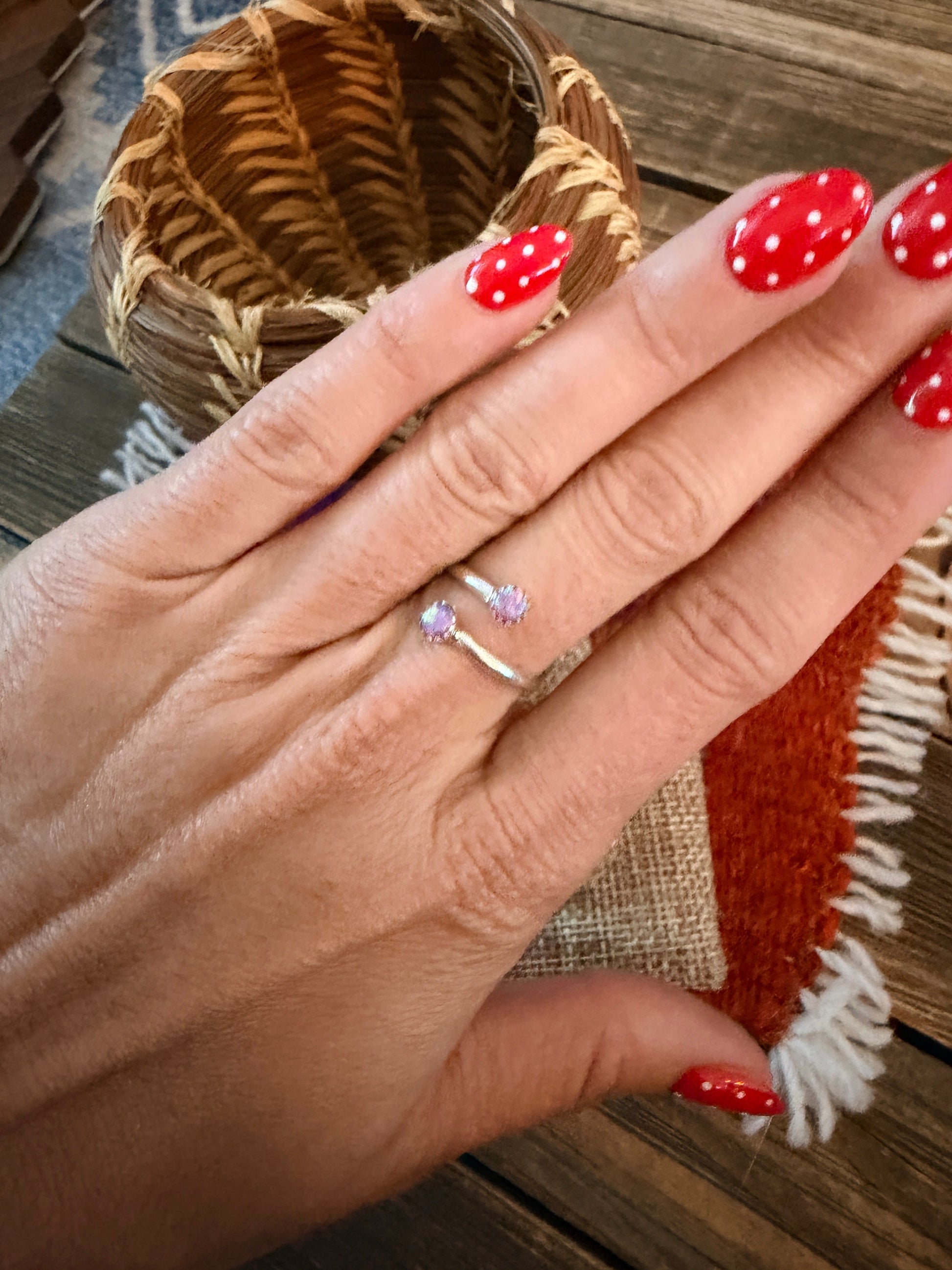 Handcrafted Purple Opal & Sterling Silver Adjustable Ring Nizhoni Traders LLC