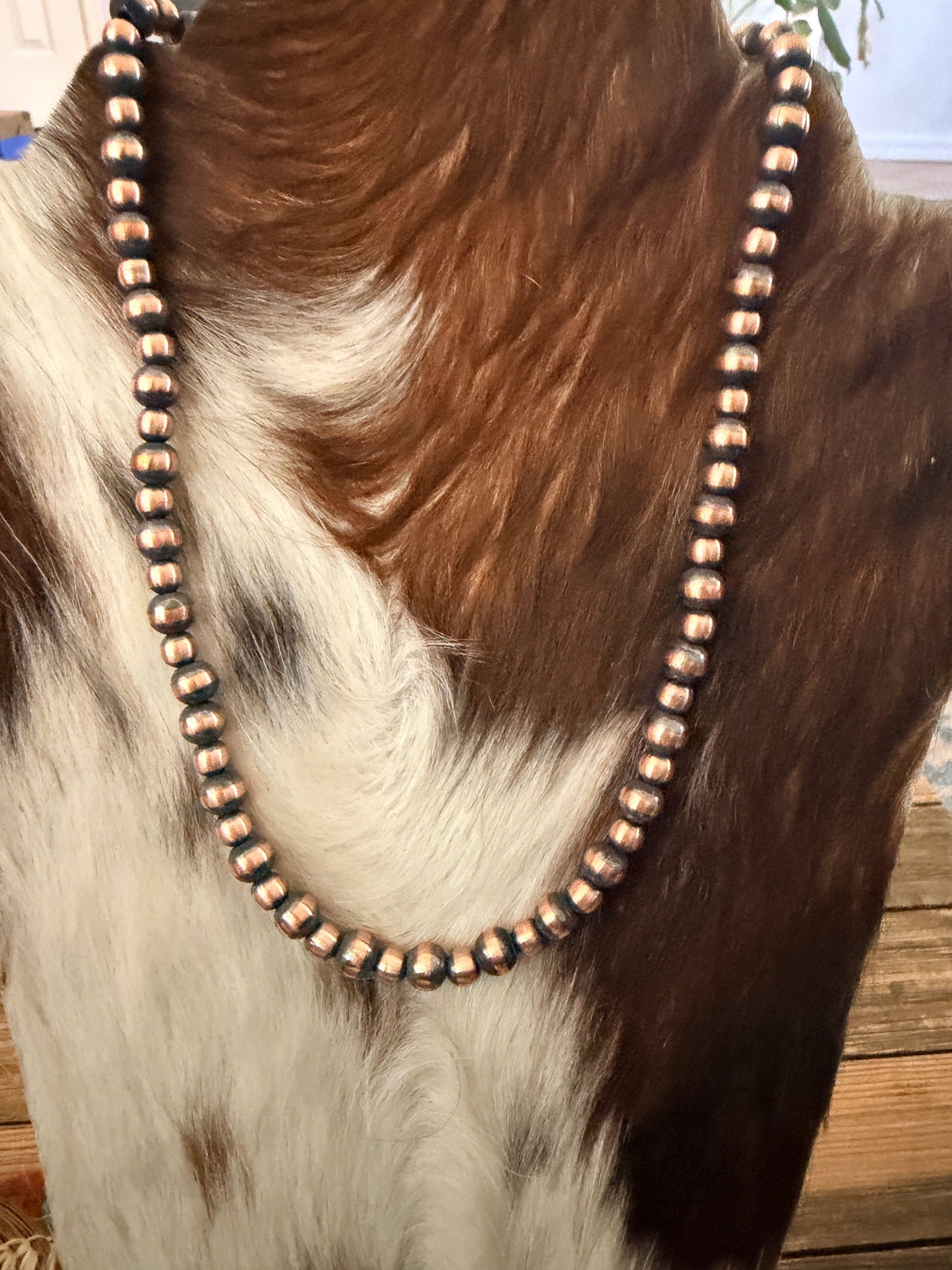 Handcrafted 6-8mm Copper Beaded Necklace Nizhoni Traders LLC