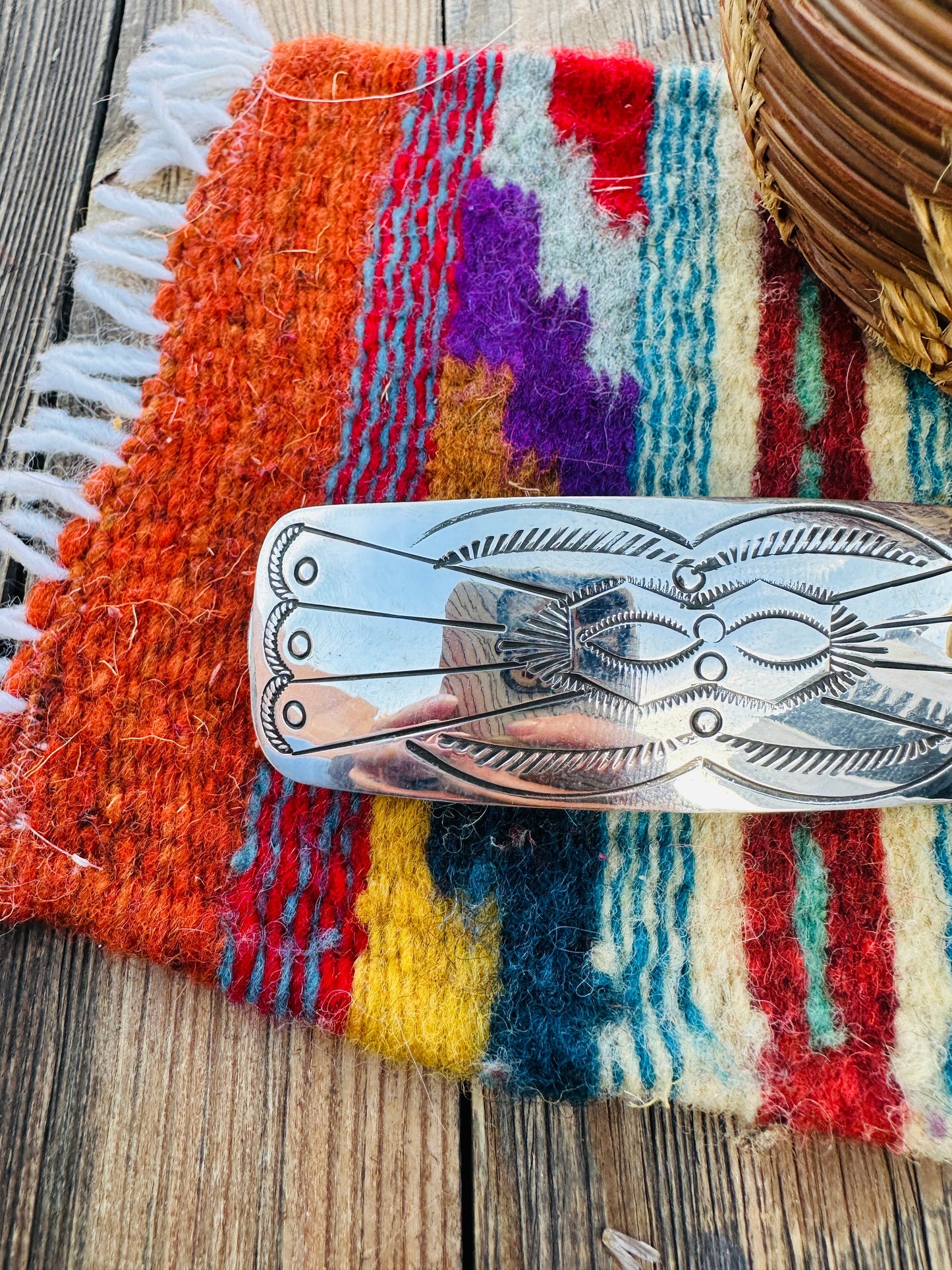 Handcrafted Sterling Silver Hair Barrette Nizhoni Traders LLC
