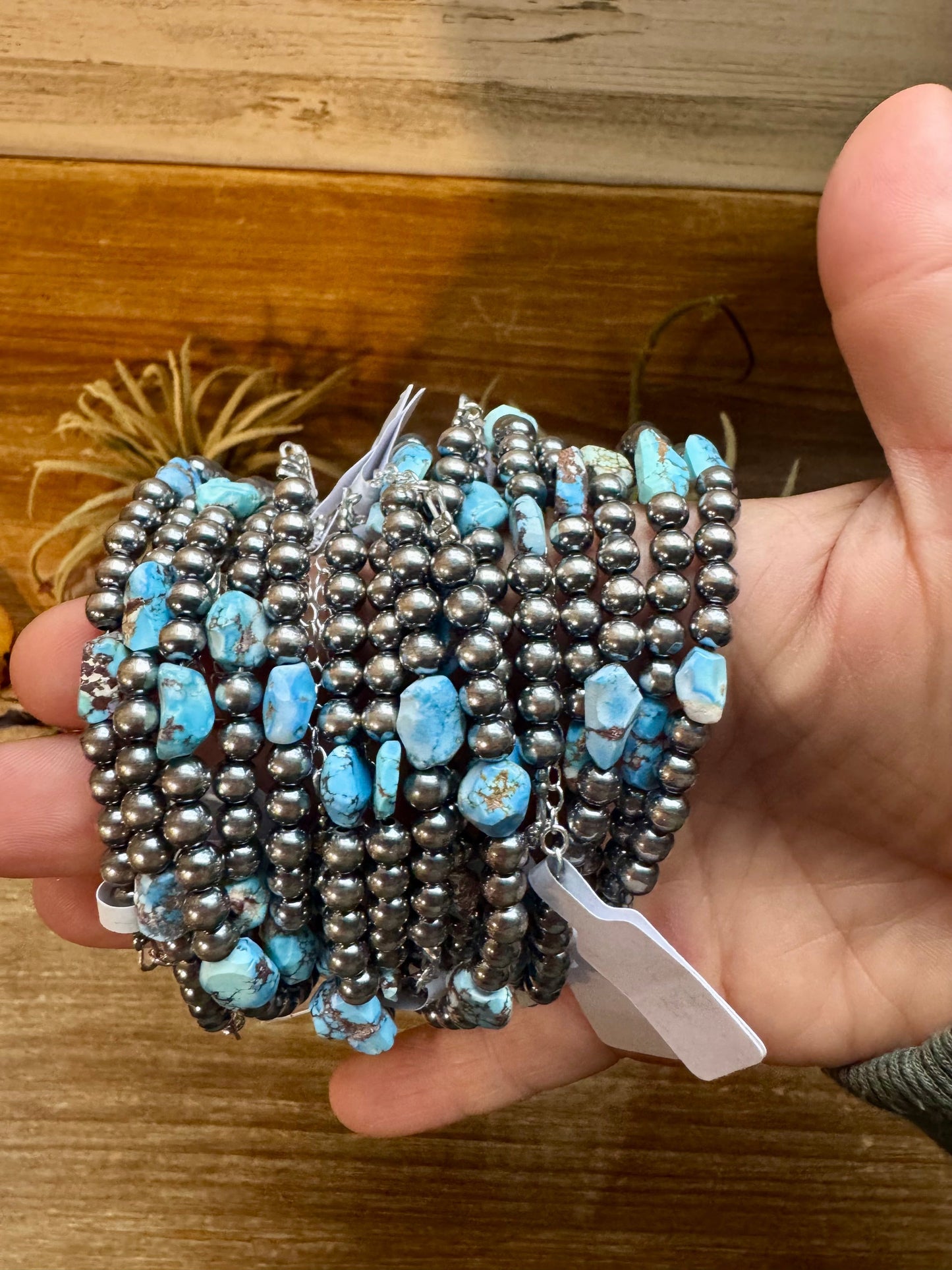 Golden Hill Turquoise Bracelet – 5mm Sterling Silver Pearls The Bijoux FAB Jewelry