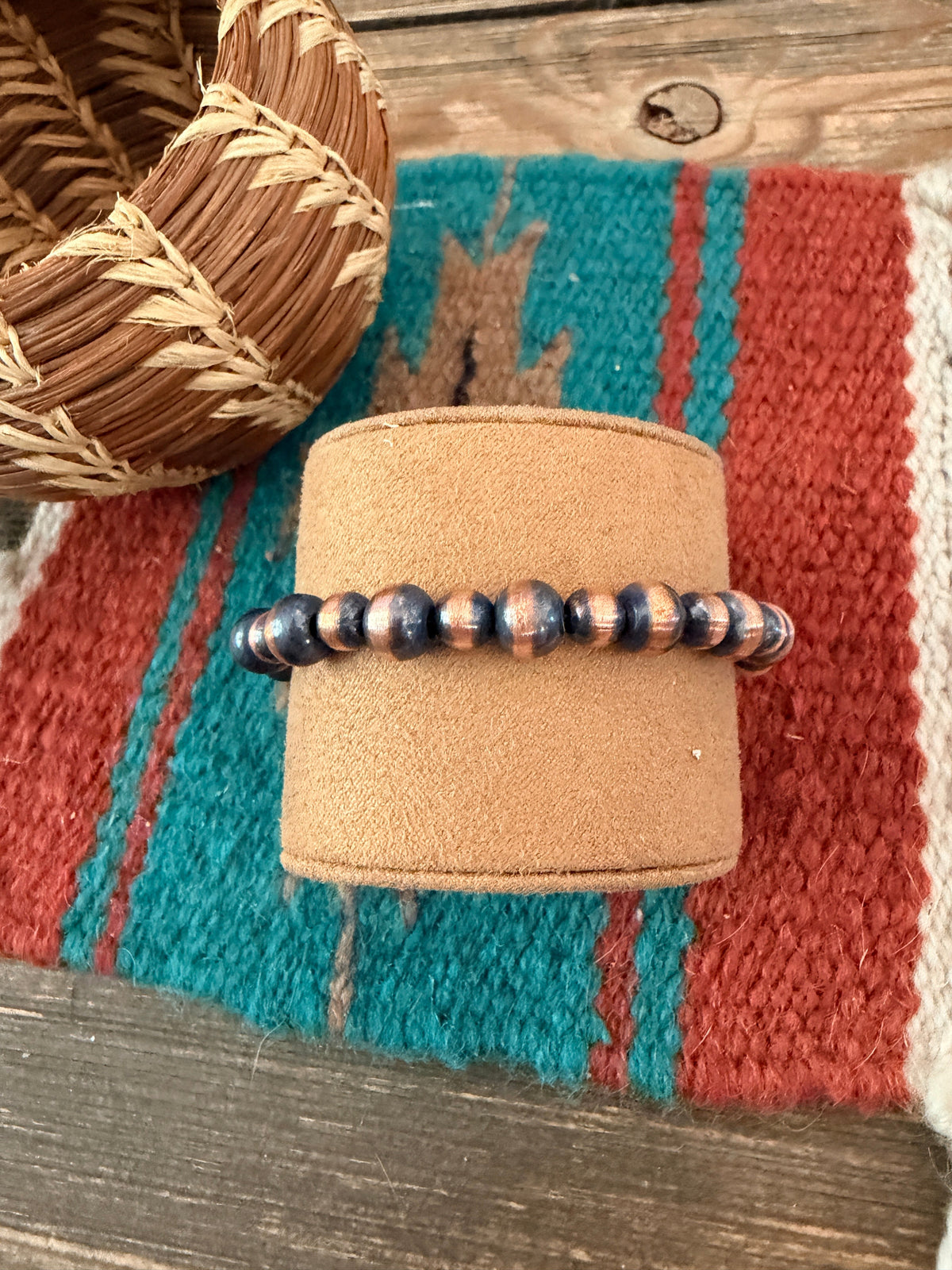 Handcrafted Copper Beaded Bracelet 7” Nizhoni Traders LLC