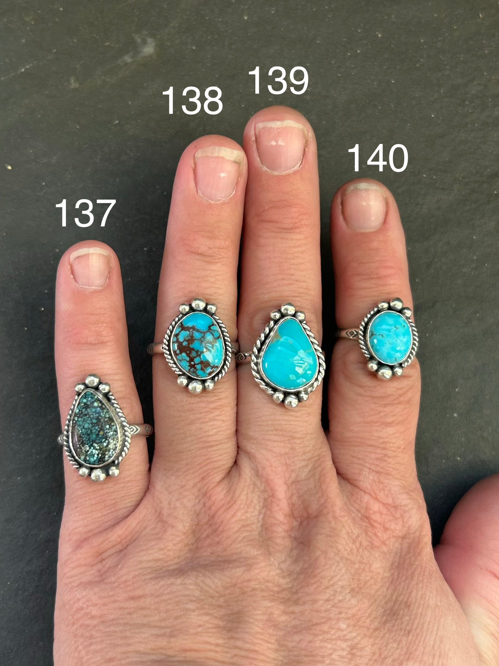 140 - Sterling Silver Kingman Turquoise Medicine Man Eye Stamped Stacking Ring by Jason Ogg The Bijoux FAB Jewelry