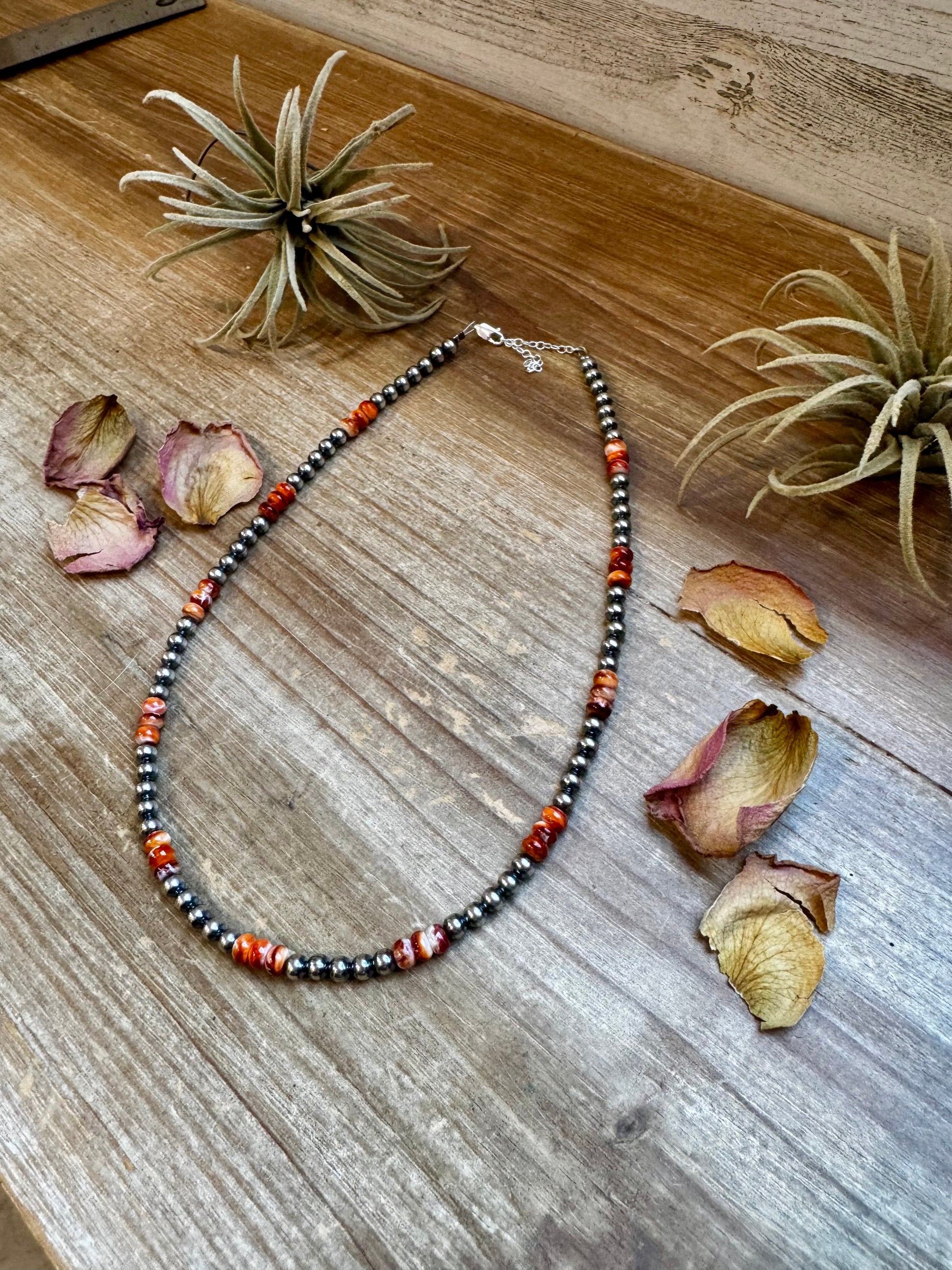 18-Inch Sterling Silver Pearl Necklace with Spiny Oyster (5mm) The Bijoux FAB Jewelry