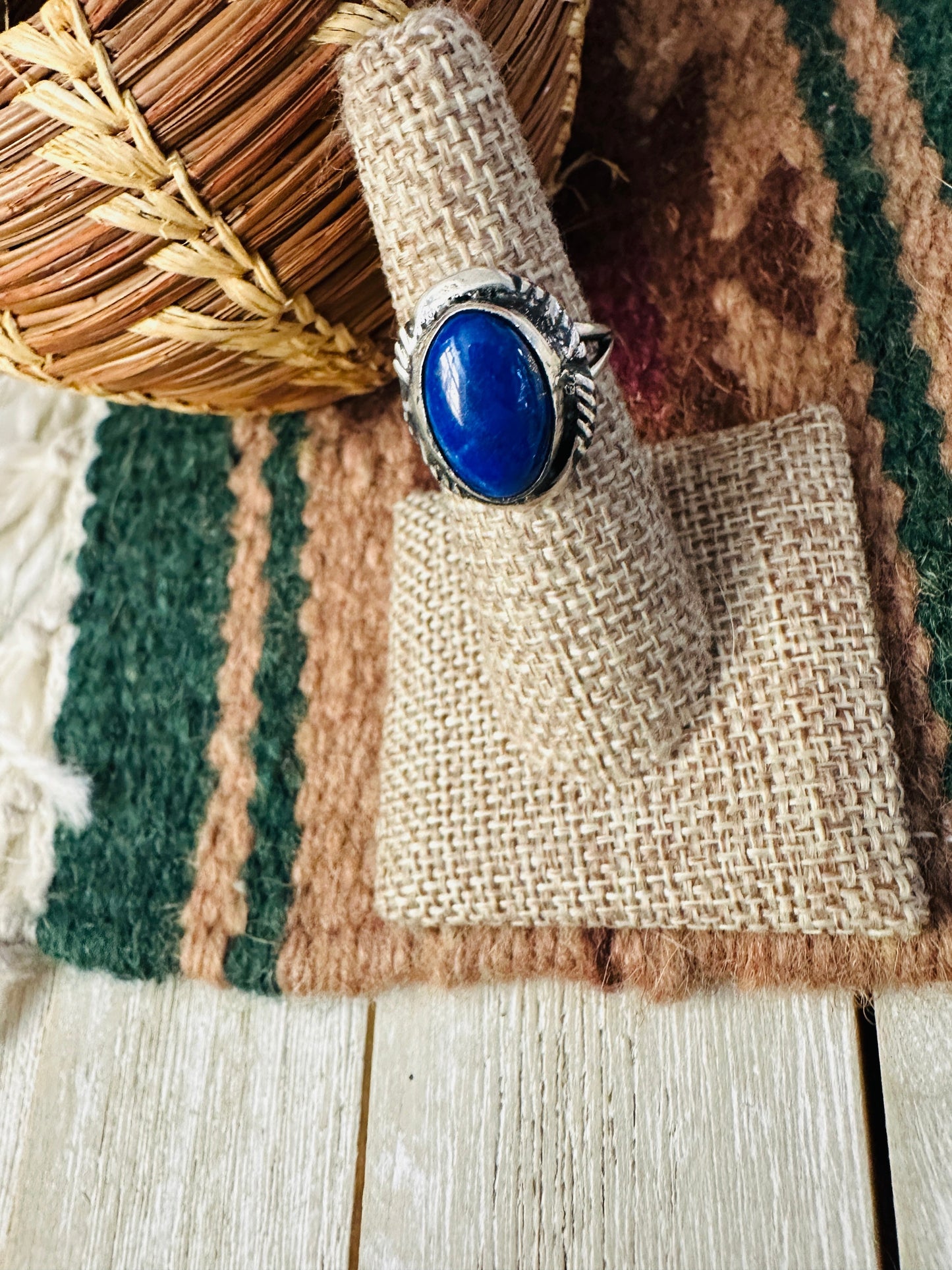 Old Pawn Handcrafted Lapis & Sterling Silver Ring Size 6.25 Nizhoni Traders LLC