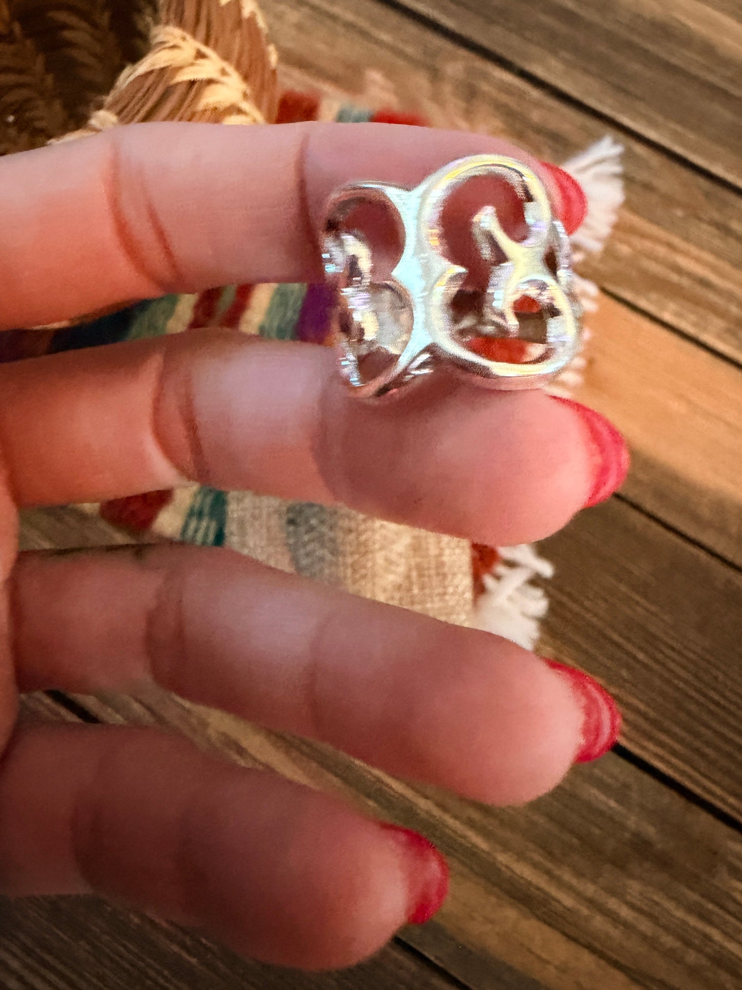 Handcrafted Sterling Silver Band Ring Size 8 by Francis L. Begay Nizhoni Traders LLC