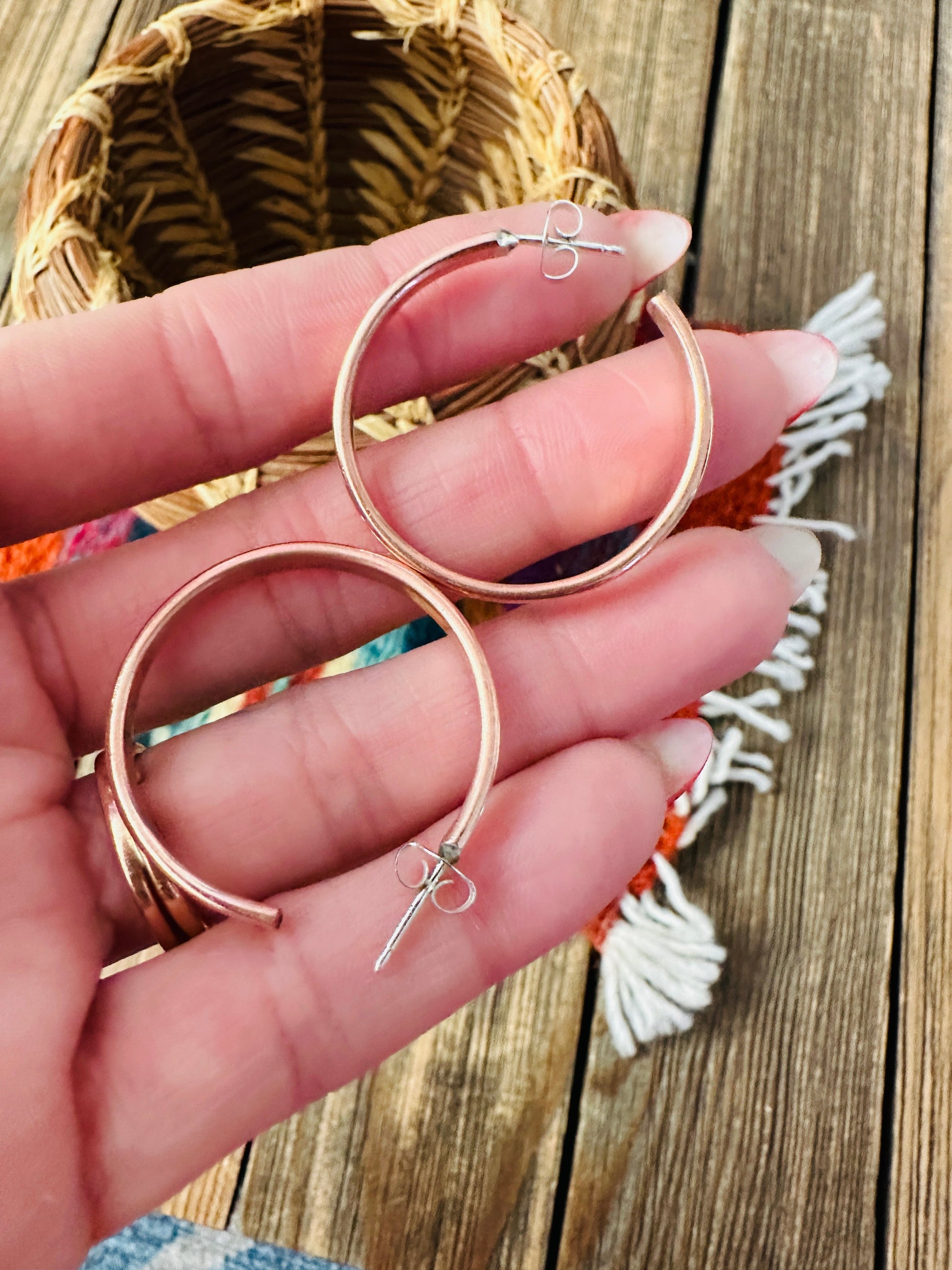 Handcrafted Copper Hoop Earrings Nizhoni Traders LLC