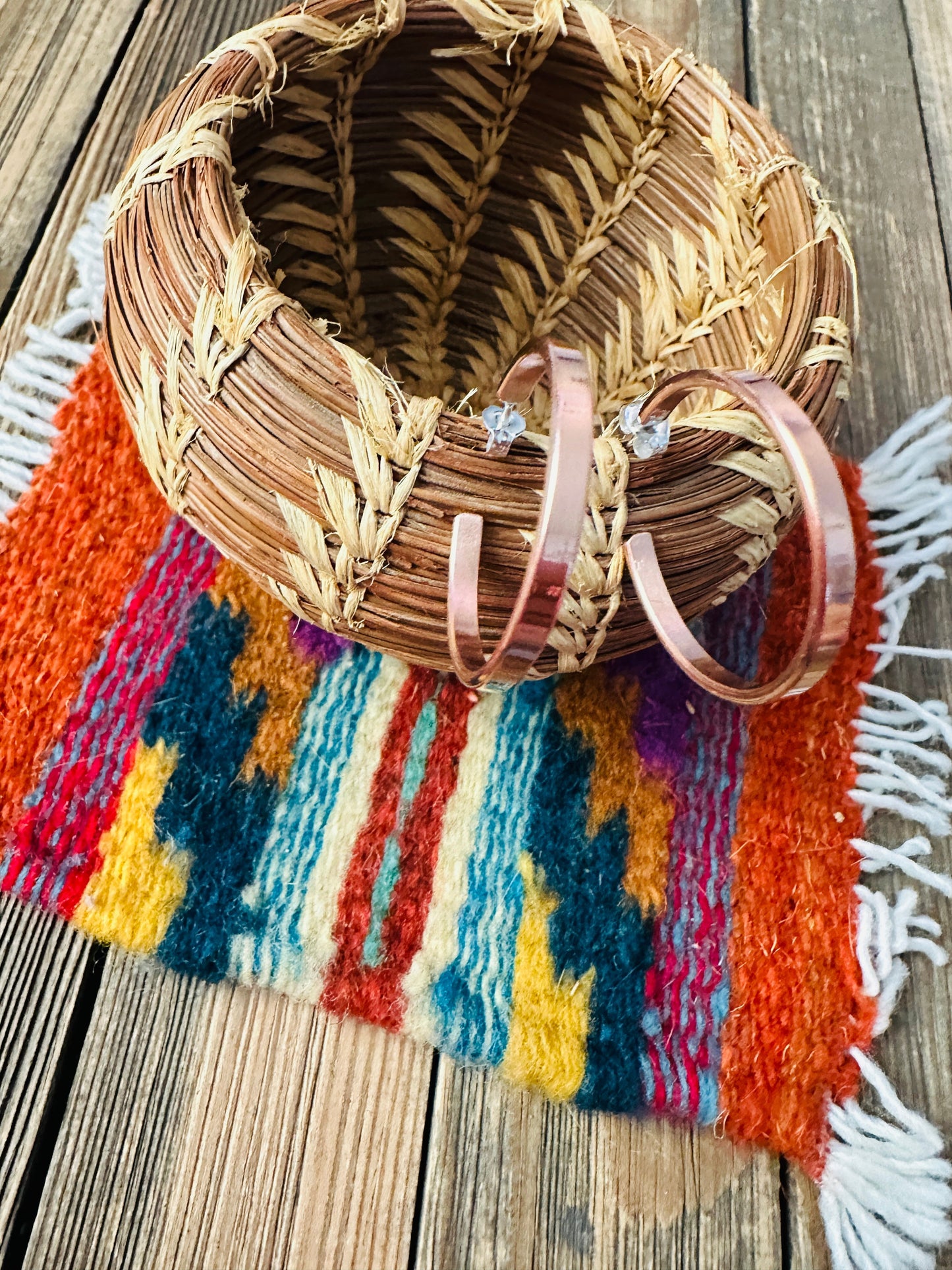 Handcrafted Copper Hoop Earrings Nizhoni Traders LLC