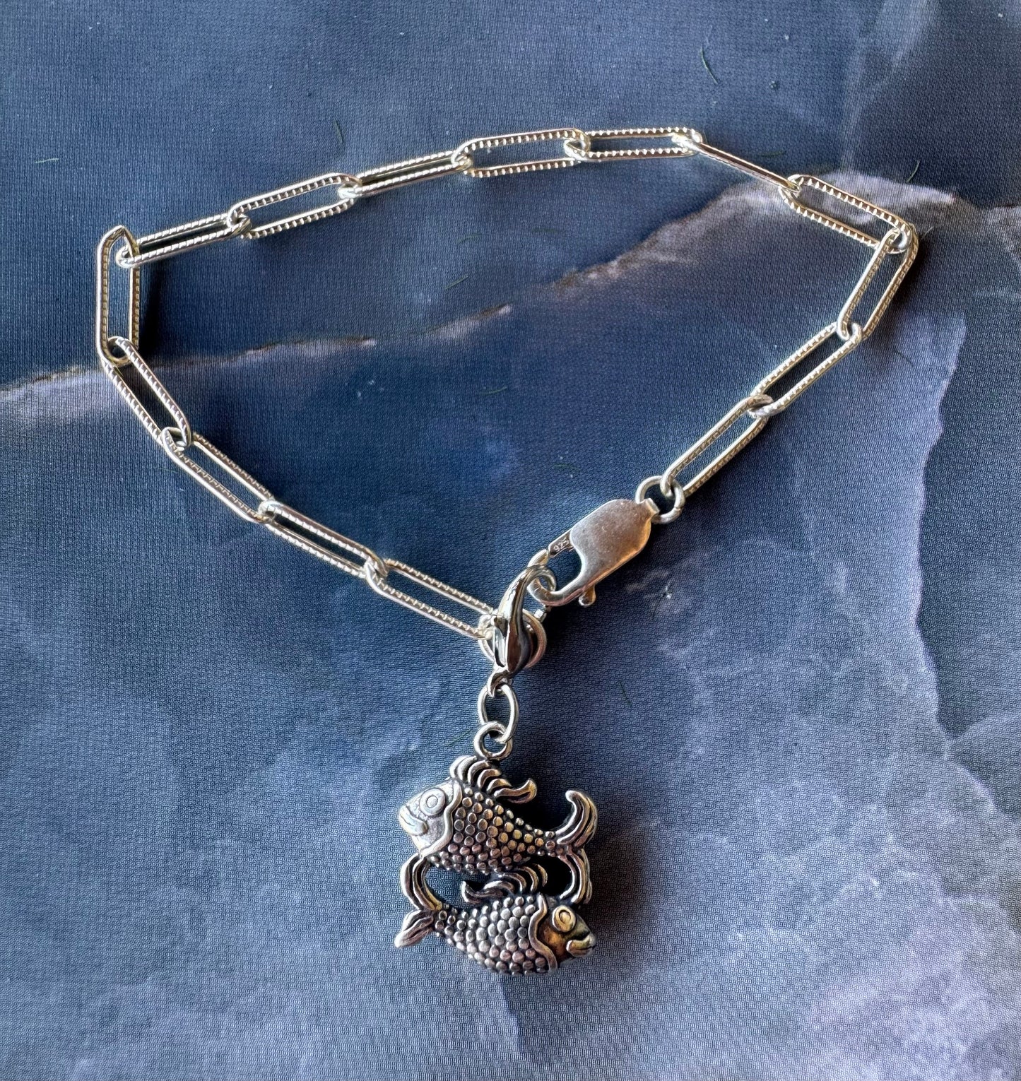 Handcrafted Sterling Silver Pisces/ 2 Fish Charm Nizhoni Traders LLC