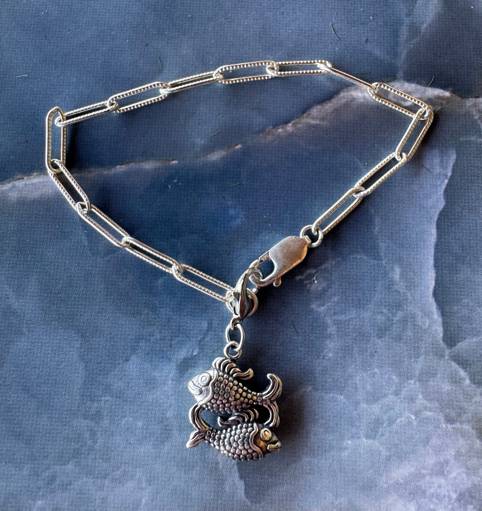Handcrafted Sterling Silver Pisces/ 2 Fish Charm Nizhoni Traders LLC