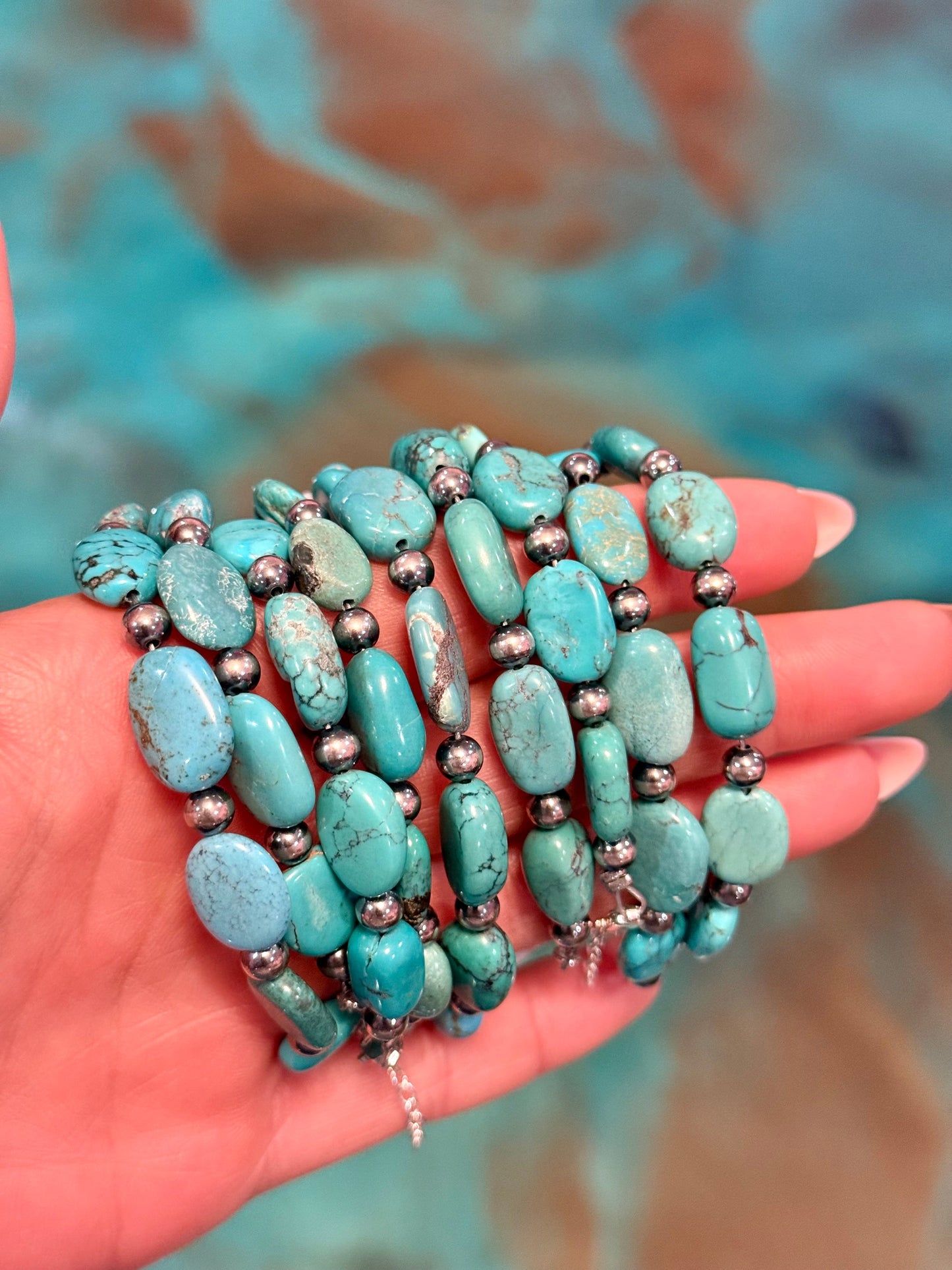 Bright Blue Turquoise Bracelet – 6 1/4"  – Large Oval The Bijoux FAB Jewelry