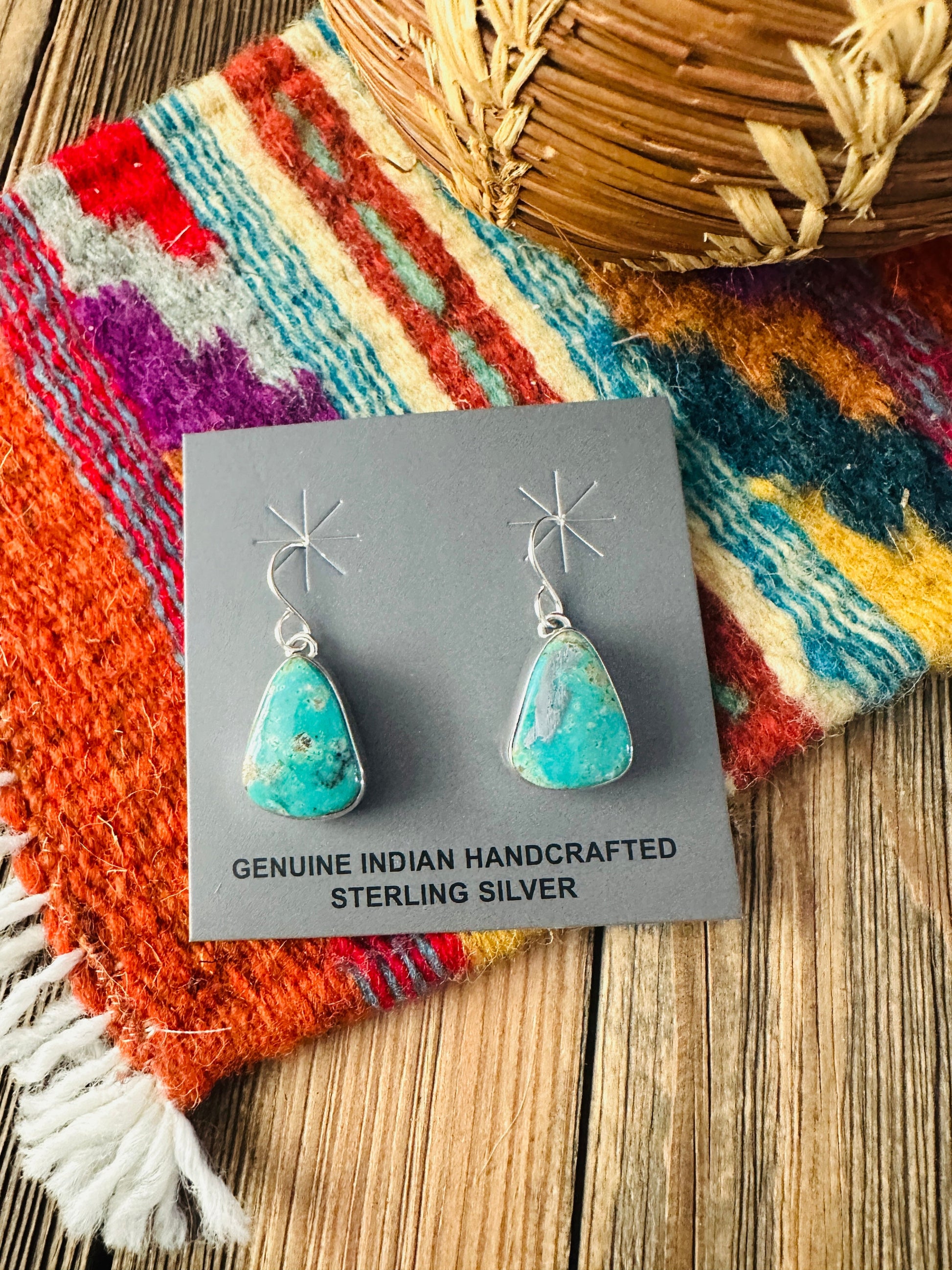 Handcrafted Turquoise & Sterling Silver Dangle Earrings Nizhoni Traders LLC