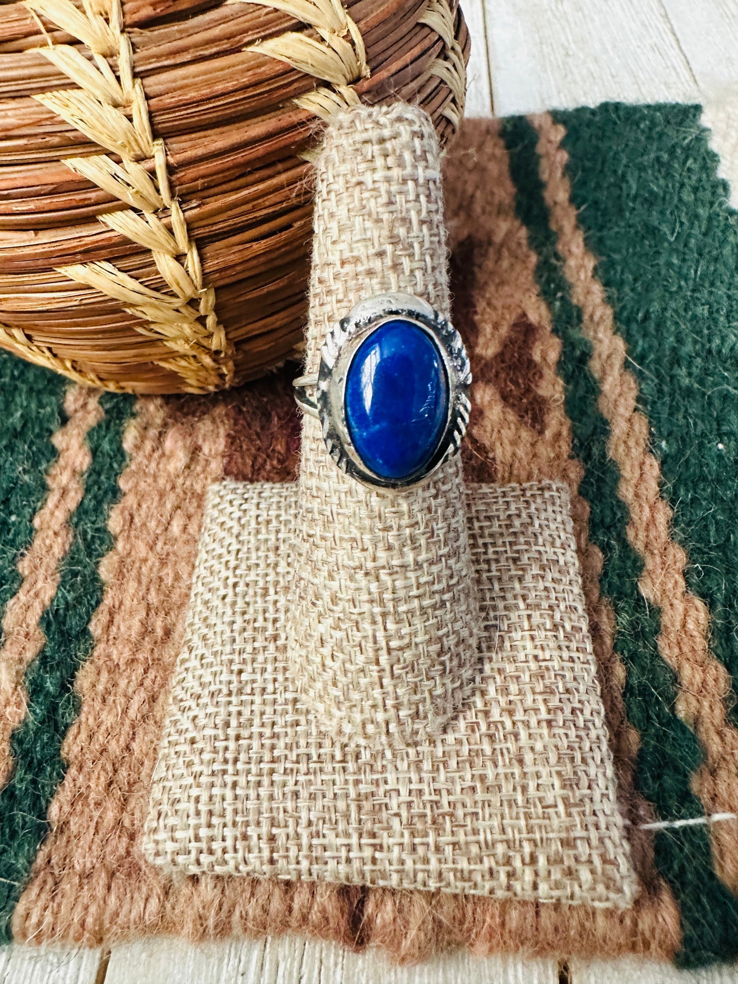 Old Pawn Handcrafted Lapis & Sterling Silver Ring Size 6.25 Nizhoni Traders LLC