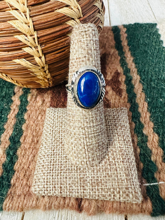 Old Pawn Handcrafted Lapis & Sterling Silver Ring Size 6.25 Nizhoni Traders LLC