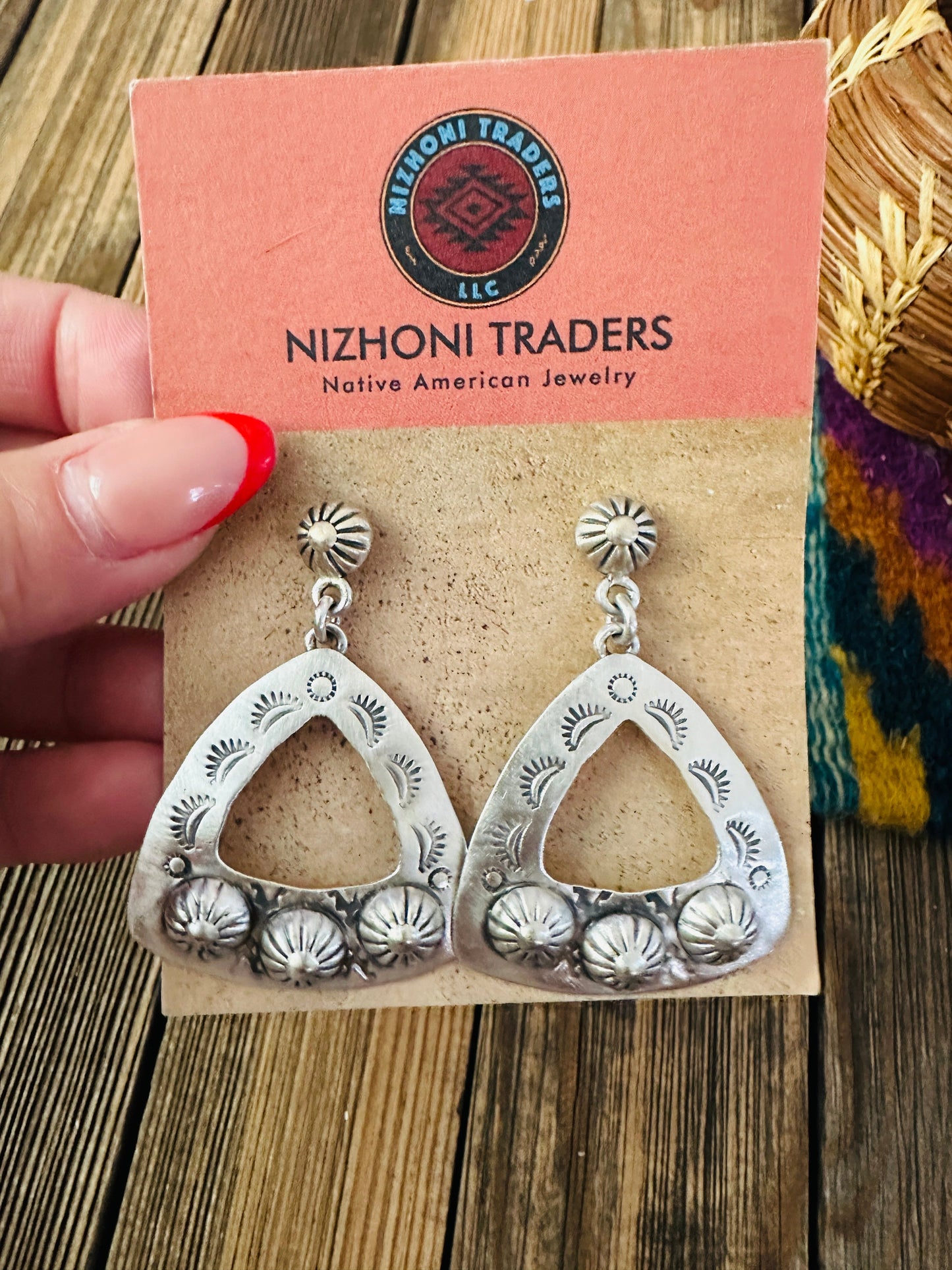 Handcrafted Sterling Silver Concho Dangle Earrings Nizhoni Traders LLC