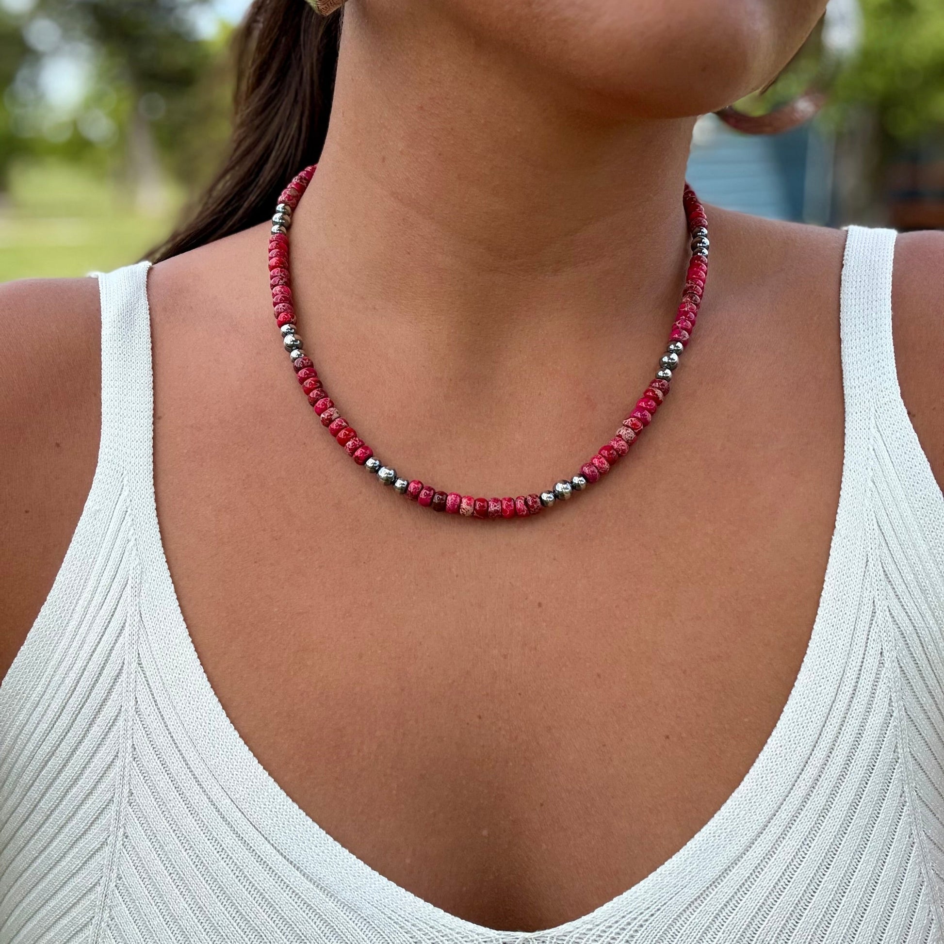 Pink Variscite & Sterling Pearl Necklace 17.5” The Bijoux FAB Jewelry