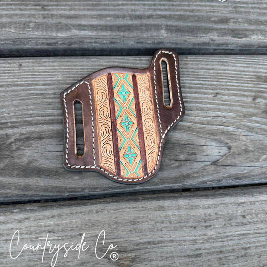 Aztec Tooled Leather Knife Sheath Countryside Co.