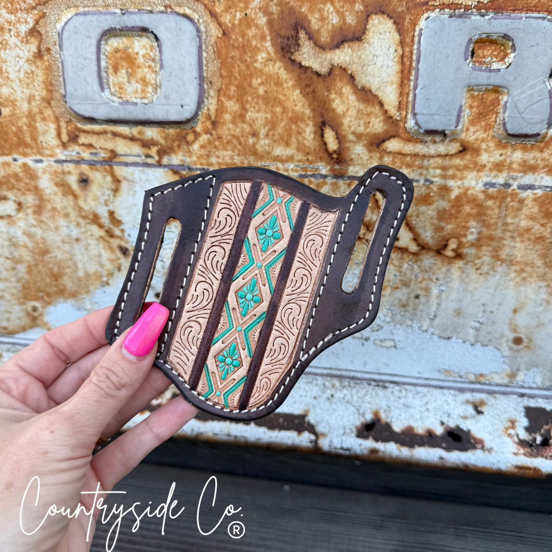 Aztec Tooled Leather Knife Sheath Countryside Co.