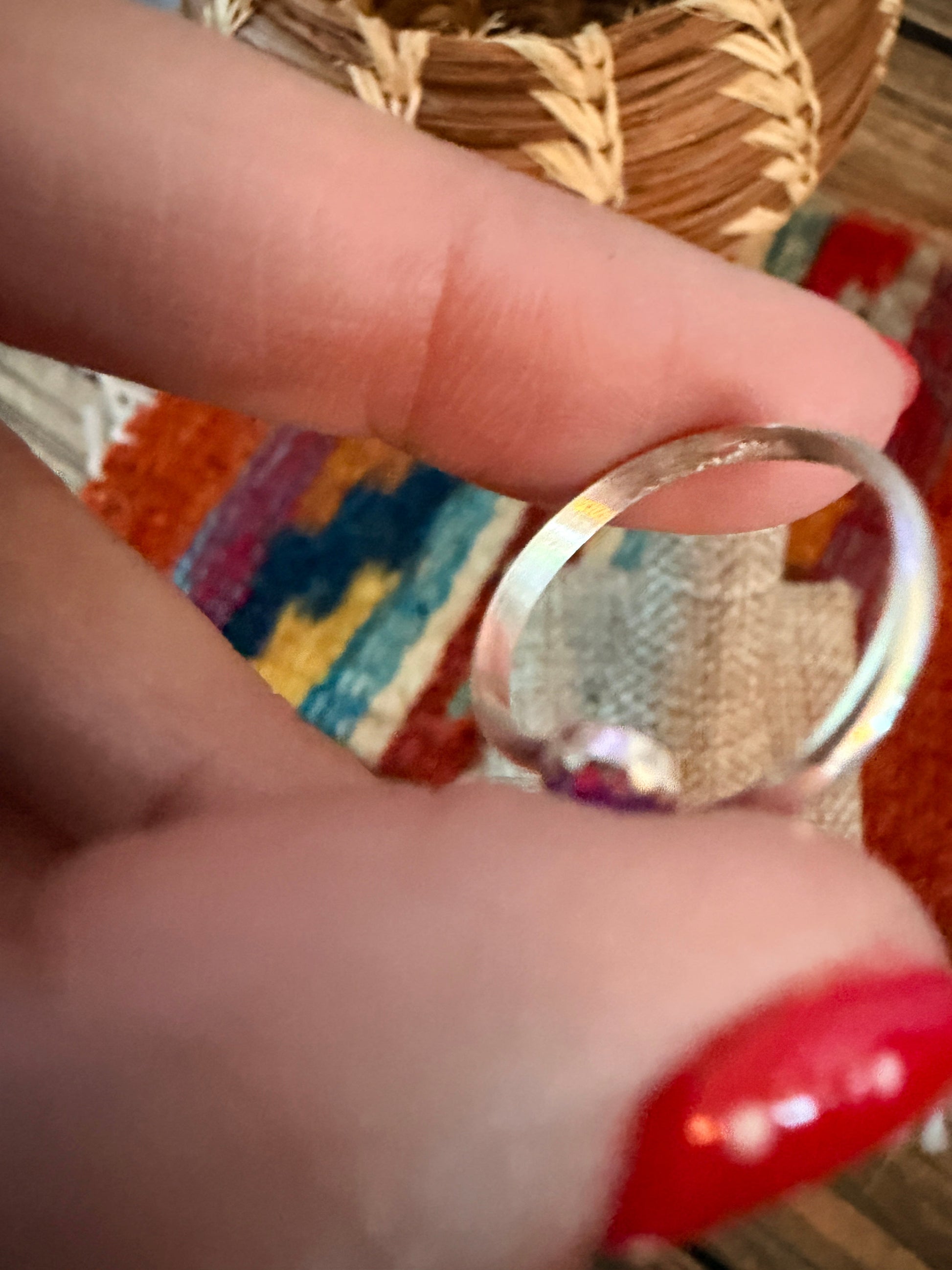 Handcrafted Purple Opal & Sterling Silver Adjustable Ring Nizhoni Traders LLC